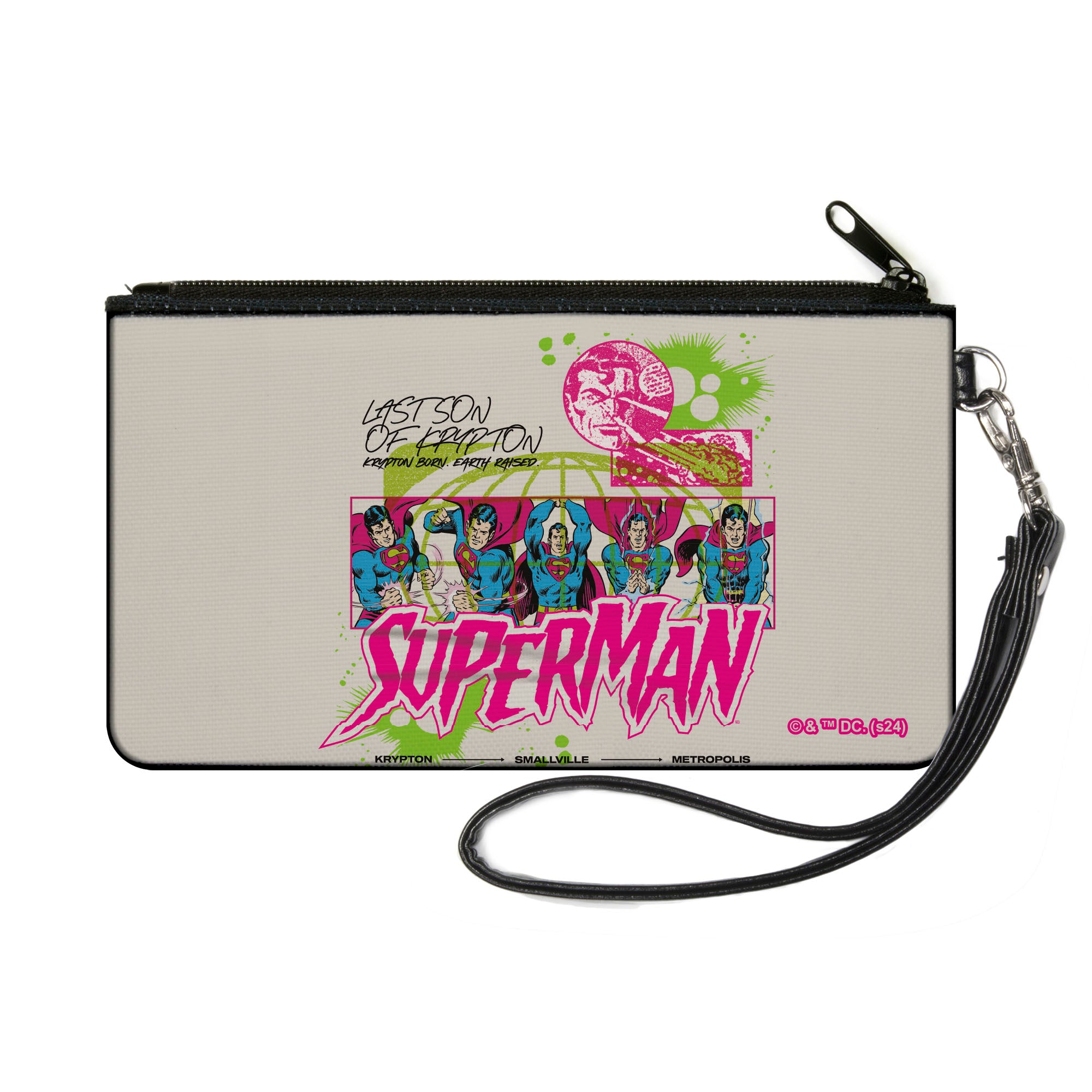 Canvas Zipper Wallet - SMALL - Superman LAST SON OF KRYPTON Poses White/Multi Color Canvas Zipper Wallets DC Comics