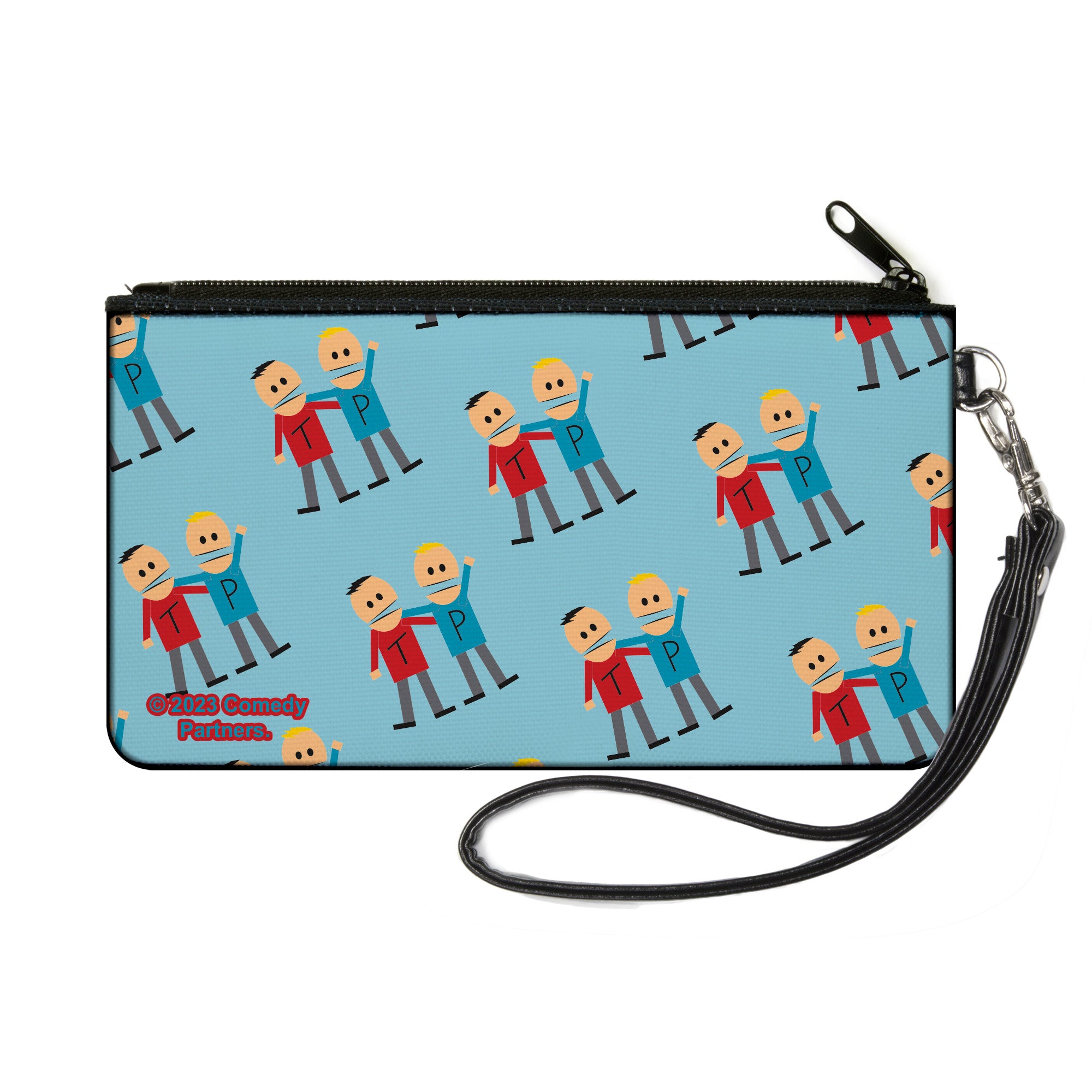 Canvas Zipper Wallet - SMALL - South Park Terrance and Phillip Hugging Pose Blue Canvas Zipper Wallets South Park