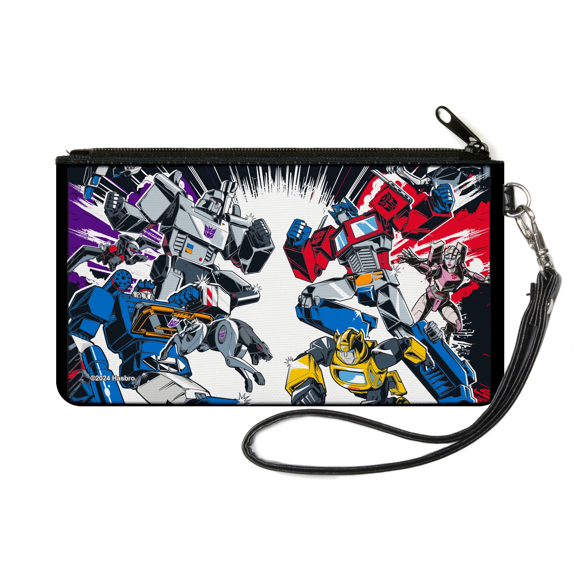Canvas Zipper Wallet - SMALL - Transformers Decepticon and Autobots Battle Black/White Canvas Zipper Wallets Transformers