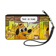 Canvas Zipper Wallet - SMALL - THIS IS FINE Question Hound Cafe Fire Comic Strip Canvas Zipper Wallets This is Fine