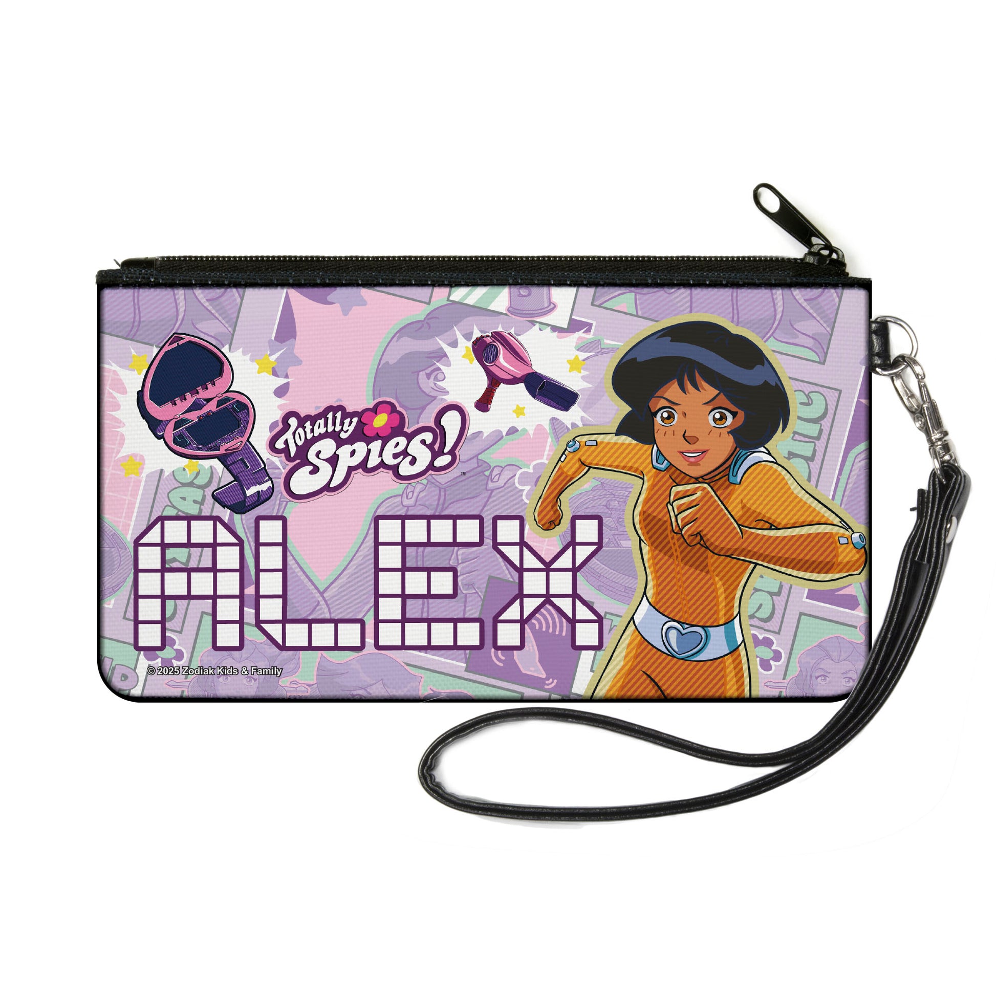 Canvas Zipper Wallet - SMALL - Totally Spies ALEX Action Pose and Icons Purples Canvas Zipper Wallets Totally Spies!