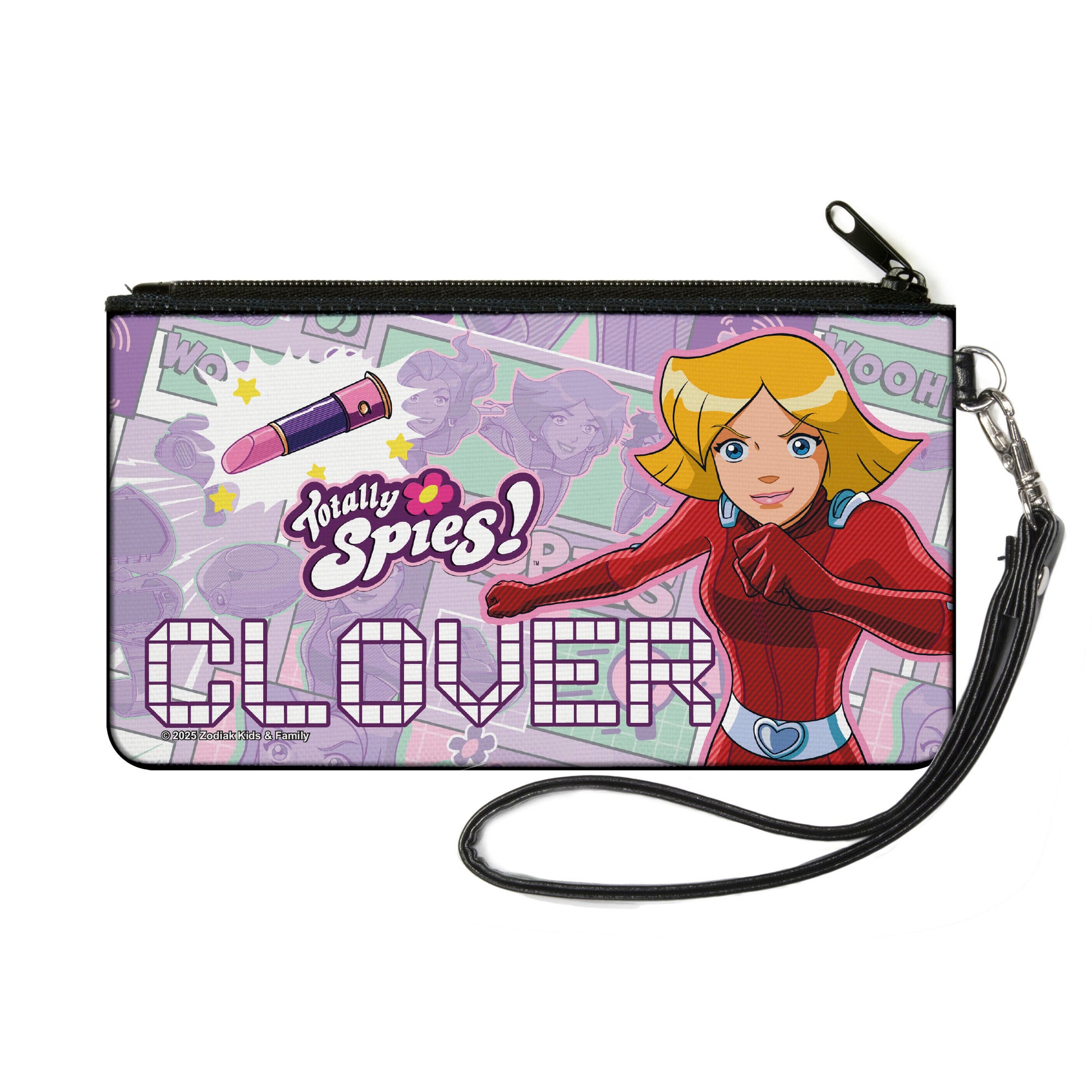 Canvas Zipper Wallet - SMALL - Totally Spies CLOVER Action Pose and Icons Purples Canvas Zipper Wallets Totally Spies!
