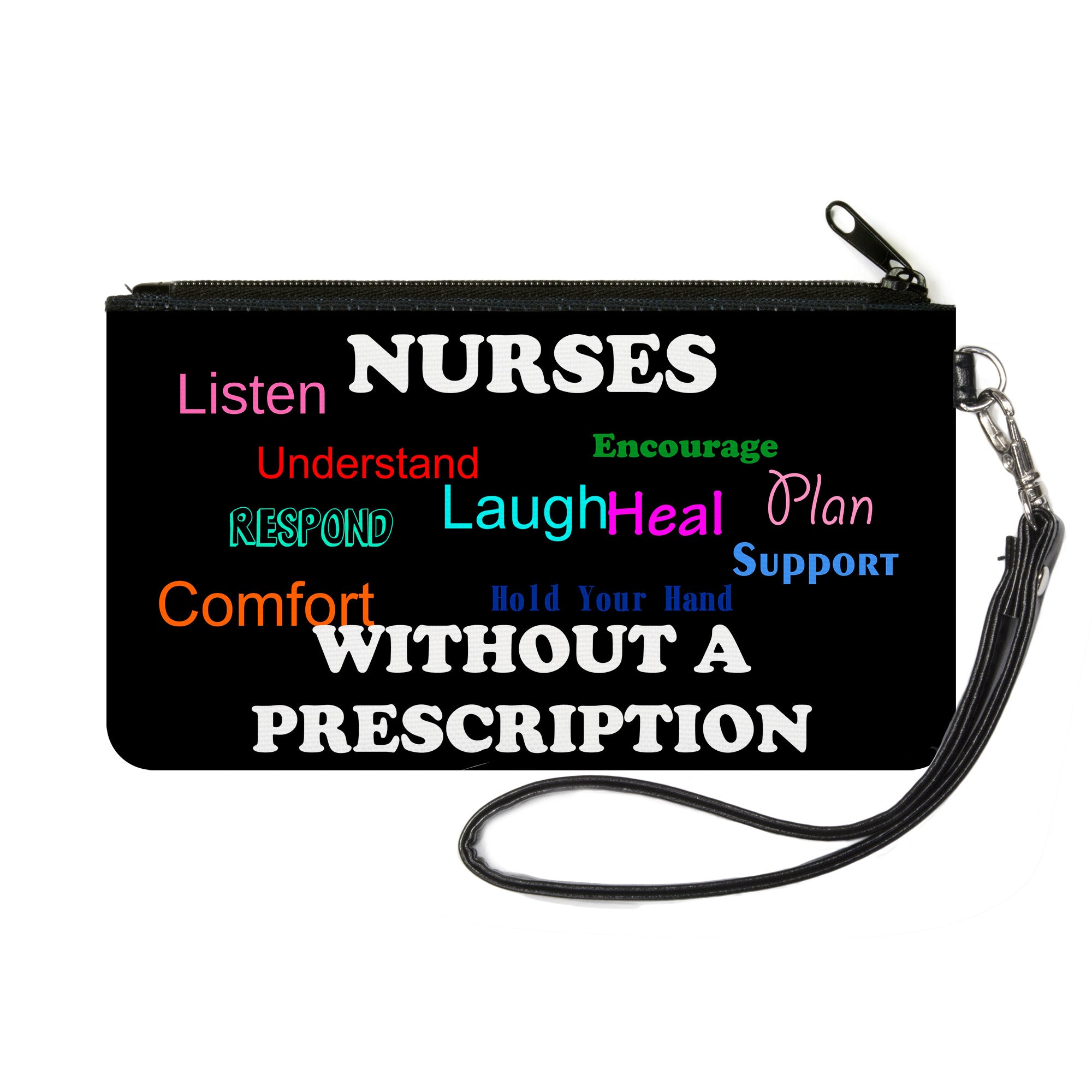 Canvas Zipper Wallet - SMALL - NURSES "Respond" WITHOUT A PRESCRIPTION Black/White/Multi Color Canvas Zipper Wallets Buckle-Down