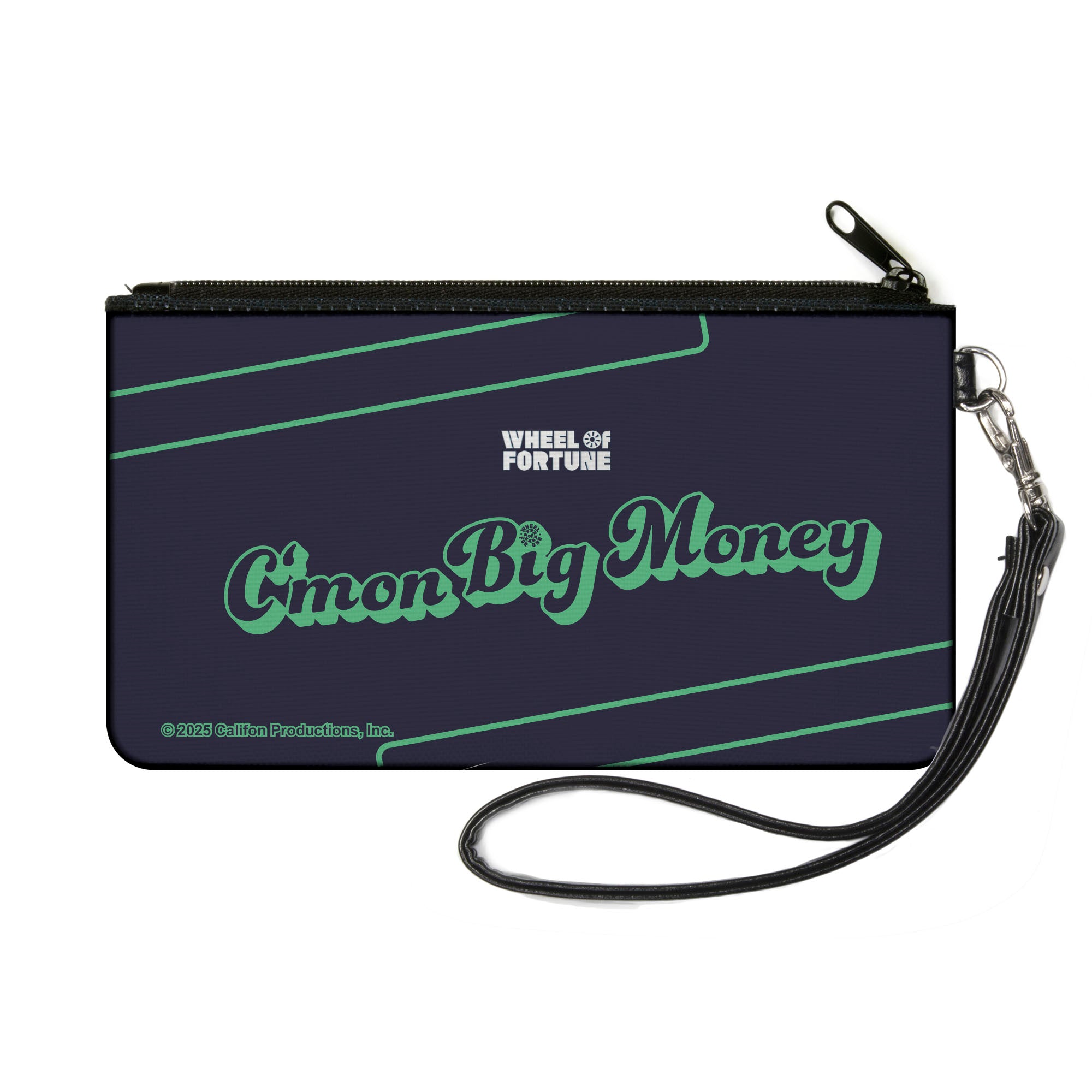 Canvas Zipper Wallet - SMALL - Wheel of Fortune C'MON BIG MONEY Text Navy/Green Canvas Zipper Wallets Wheel of Fortune