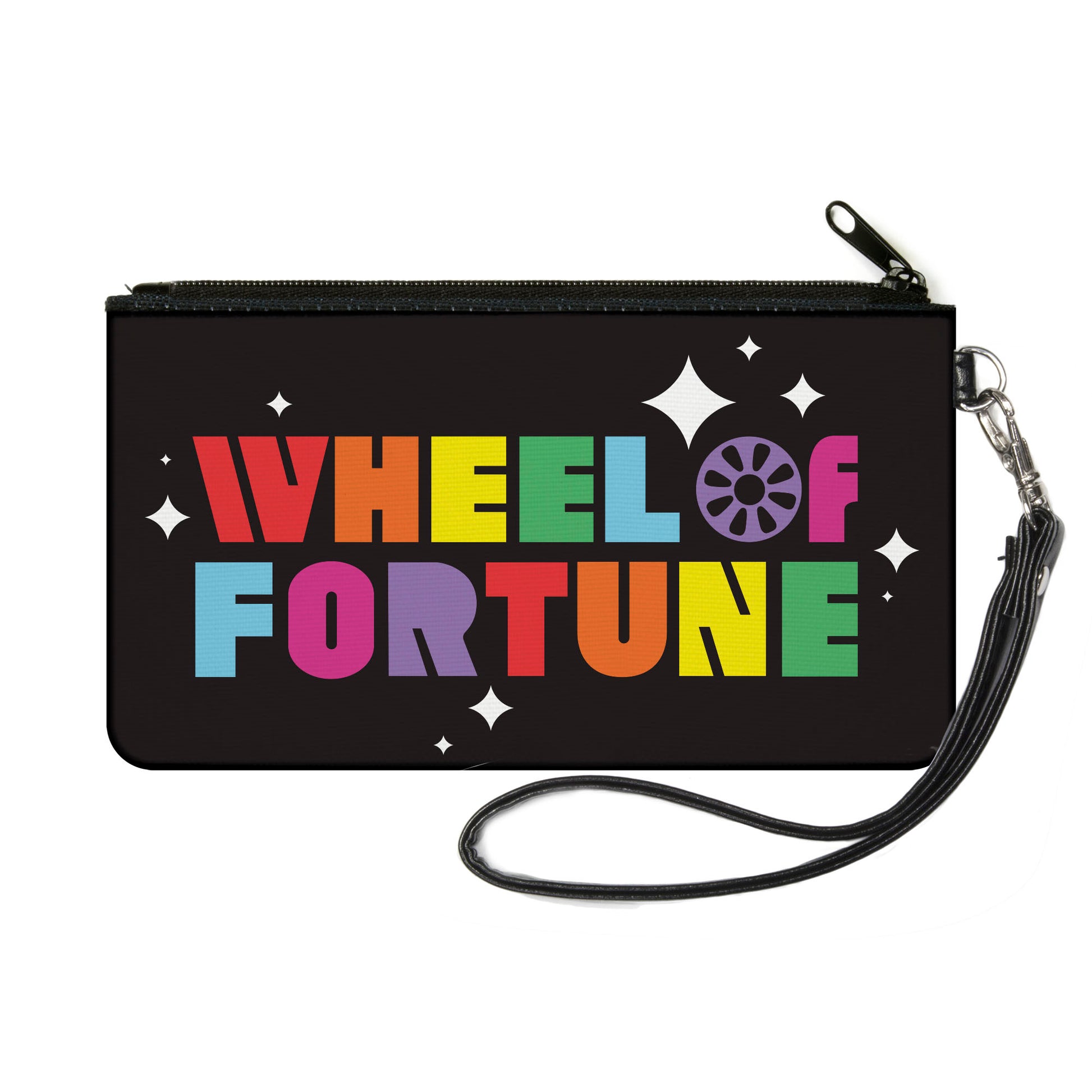 Canvas Zipper Wallet - SMALL - WHEEL OF FORTUNE Text Black/Multi Color Canvas Zipper Wallets Wheel of Fortune
