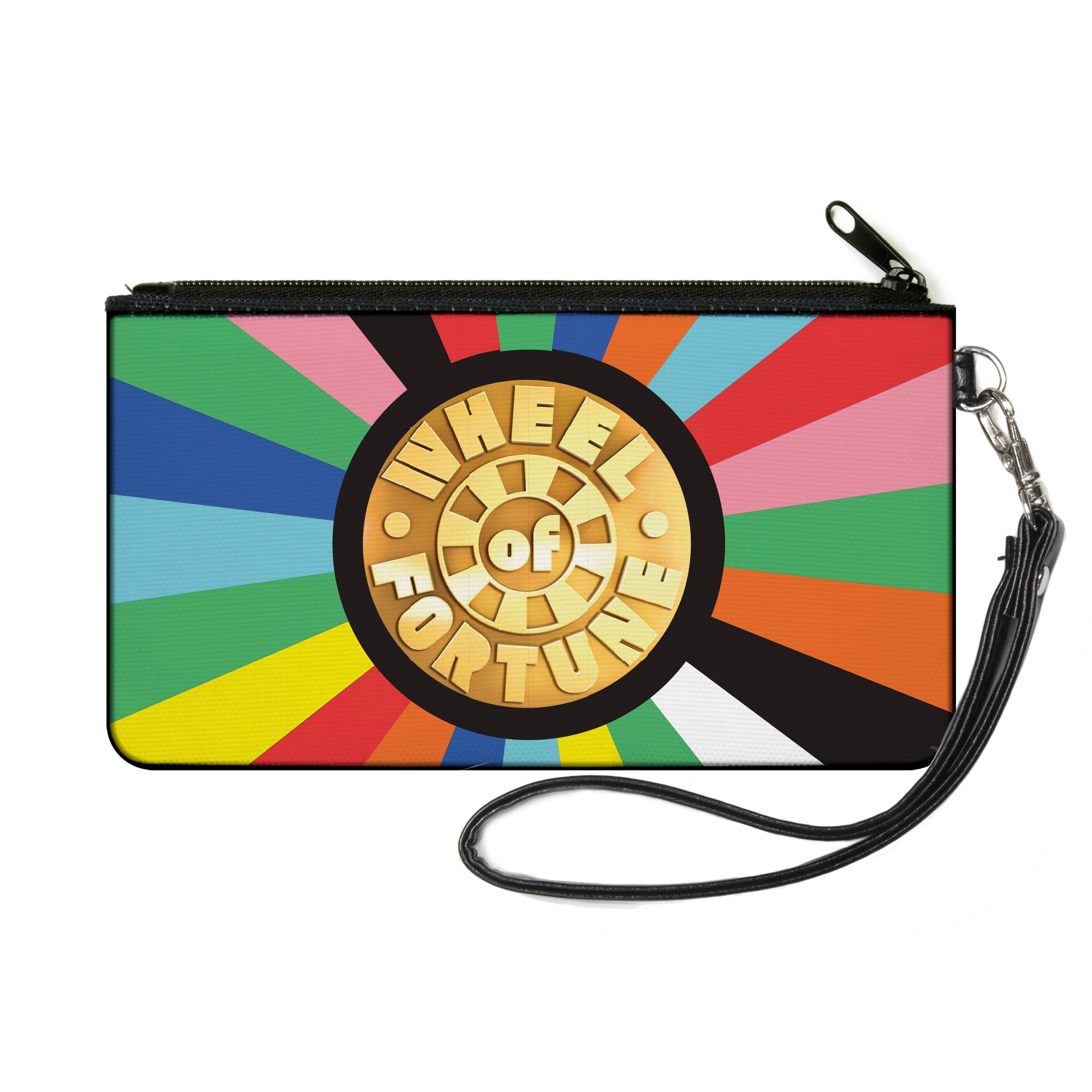 Canvas Zipper Wallet - SMALL - WHEEL OF FORTUNE Logo and Wedge Rays Multi Color Canvas Zipper Wallets Wheel of Fortune