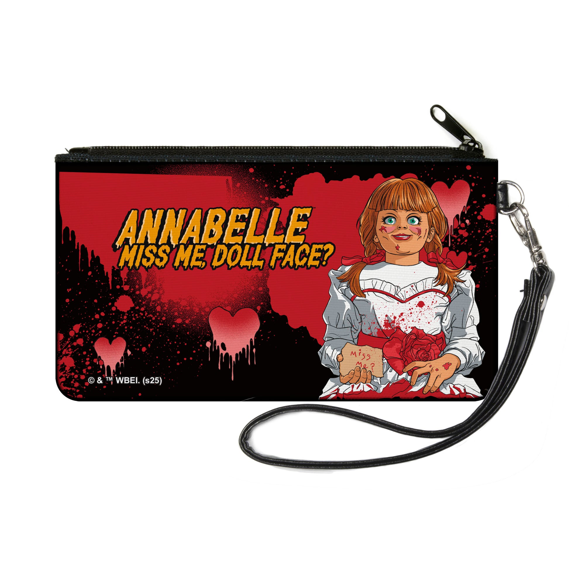 Canvas Zipper Wallet - SMALL - ANNABELLE MISS ME DOLL FACE Pose Black/Reds Canvas Zipper Wallets Annabelle
