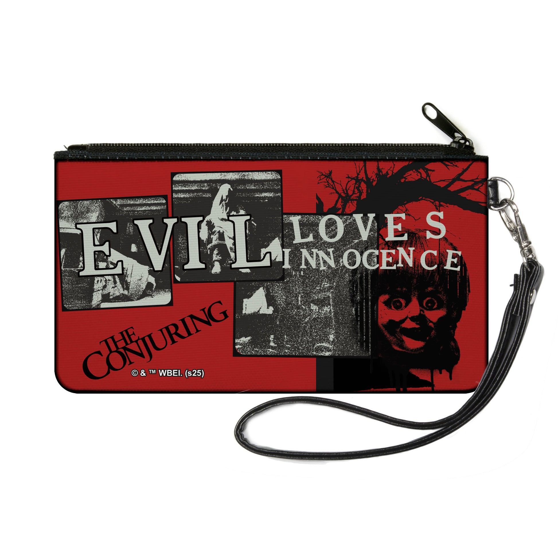 Canvas Zipper Wallet - SMALL - The Conjuring EVIL LOVES INNOCENCE Pose Blocks Red/Black Canvas Zipper Wallets The Conjuring