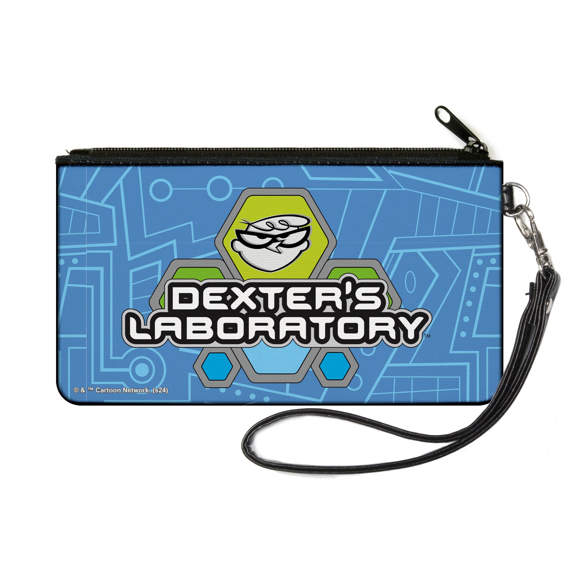 Canvas Zipper Wallet - SMALL - DEXTER'S LABORATORY Title Logo and Dexter Pose Blues Canvas Zipper Wallets Dexter's Laboratory