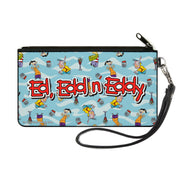 Canvas Zipper Wallet - SMALL - ED EDD N EDDY Title Logo and Character Poses Scattered Blues Canvas Zipper Wallets Ed, Edd n Eddy