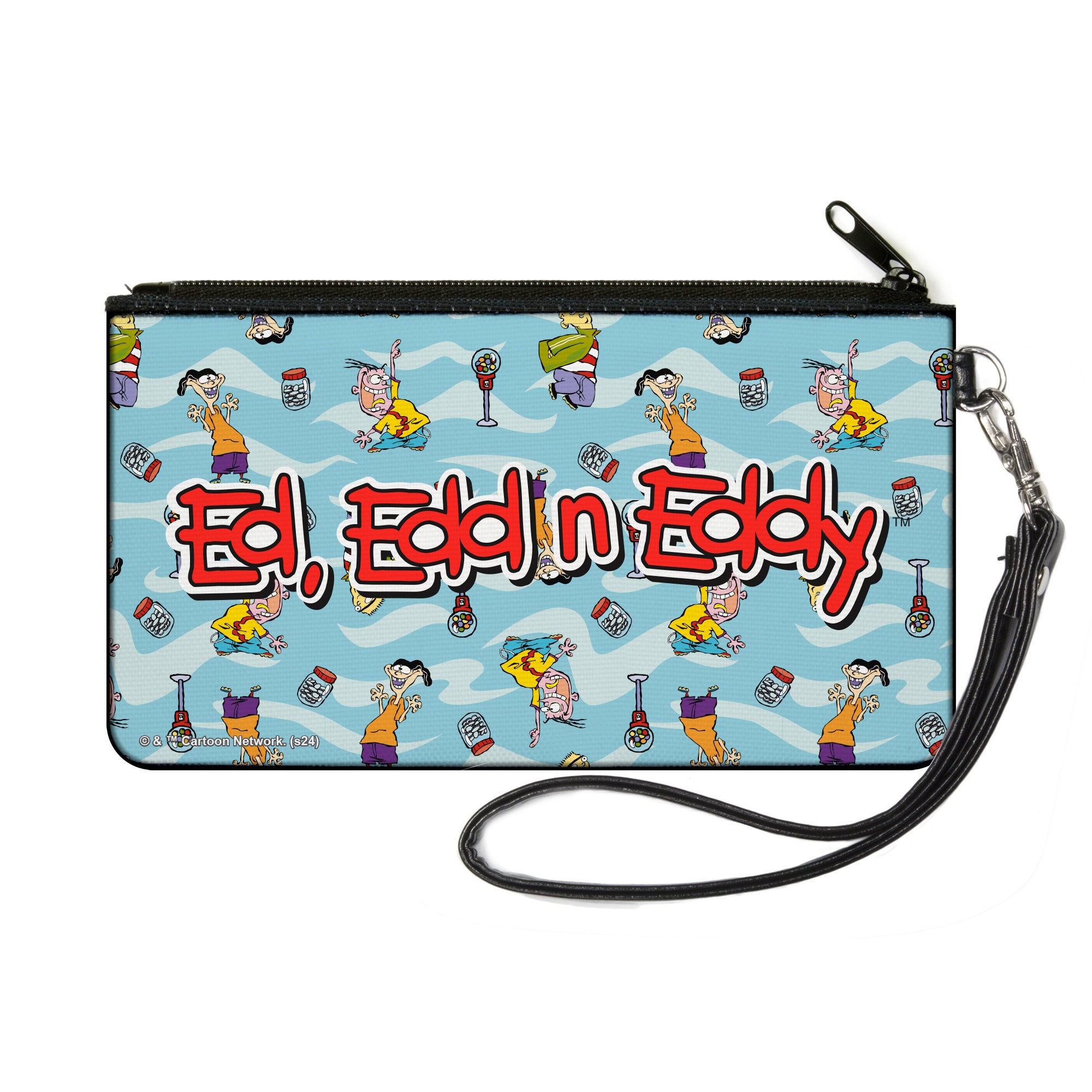 Canvas Zipper Wallet - SMALL - ED EDD N EDDY Title Logo and Character Poses Scattered Blues Canvas Zipper Wallets Ed, Edd n Eddy