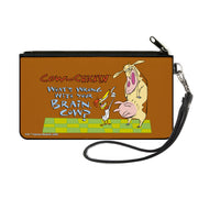 Canvas Zipper Wallet - SMALL - COW AND CHICKEN WHAT'S WRONG WITH YOUR BRAIN Pose Brown Canvas Zipper Wallets Cow and Chicken