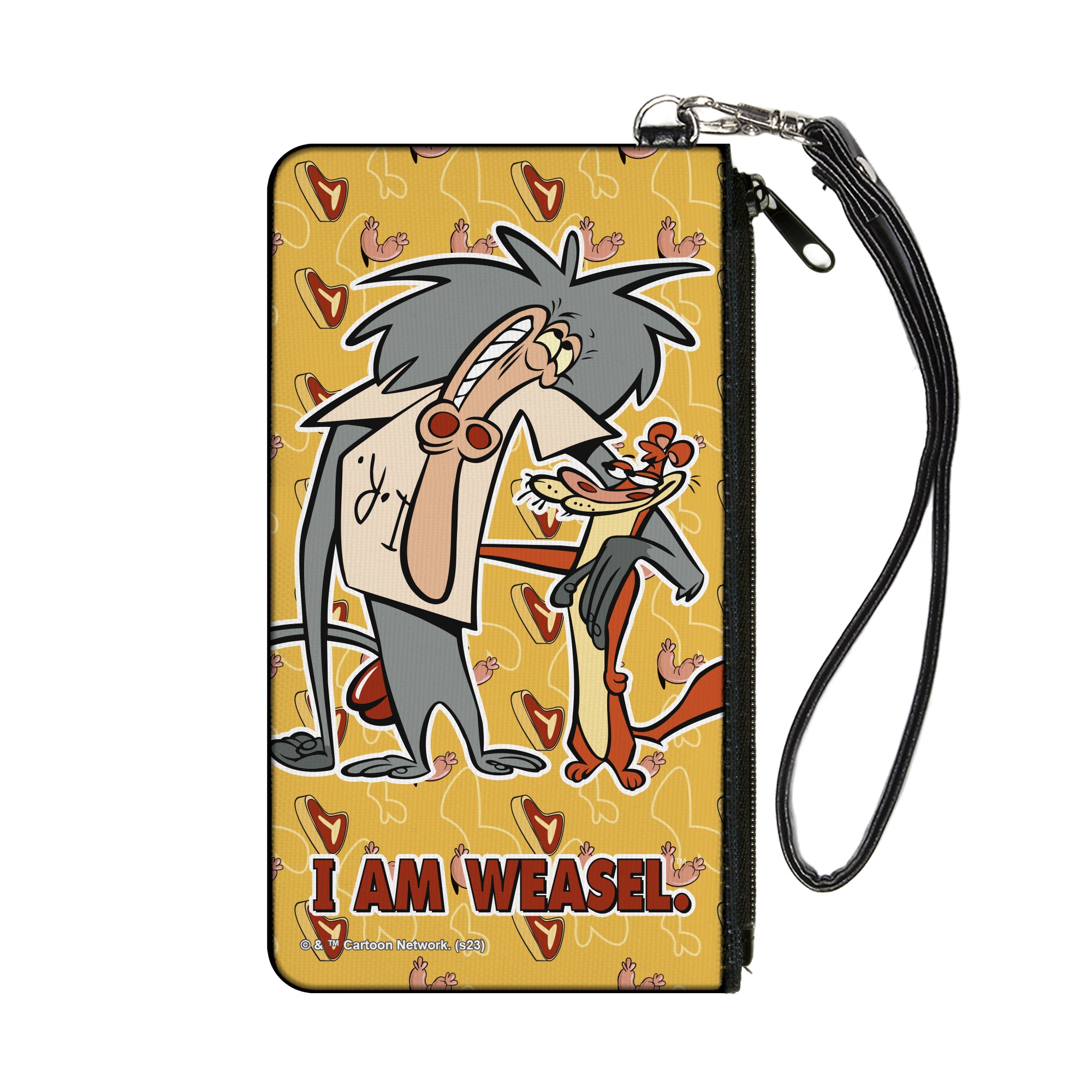 Canvas Zipper Wallet - SMALL - I AM WEASEL IR Baboon and IM Weasel Pose and Title Logo Yellows Canvas Zipper Wallets I Am Weasel