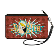 Canvas Zipper Wallet - SMALL - JOHNNY BRAVO Title Logo and Flex Pose Turns Reds Canvas Zipper Wallets Johnny Bravo