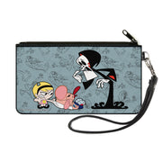 Canvas Zipper Wallet - SMALL - The Grim Adventures of Billy & Mandy Group Pose and Grim Sketches Gray Canvas Zipper Wallets The Grim Adventures of Billy & Mandy