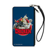 Canvas Zipper Wallet - SMALL - ROBOT CHICKEN Title Logo and Group Pose Blue Canvas Zipper Wallets Robot Chicken