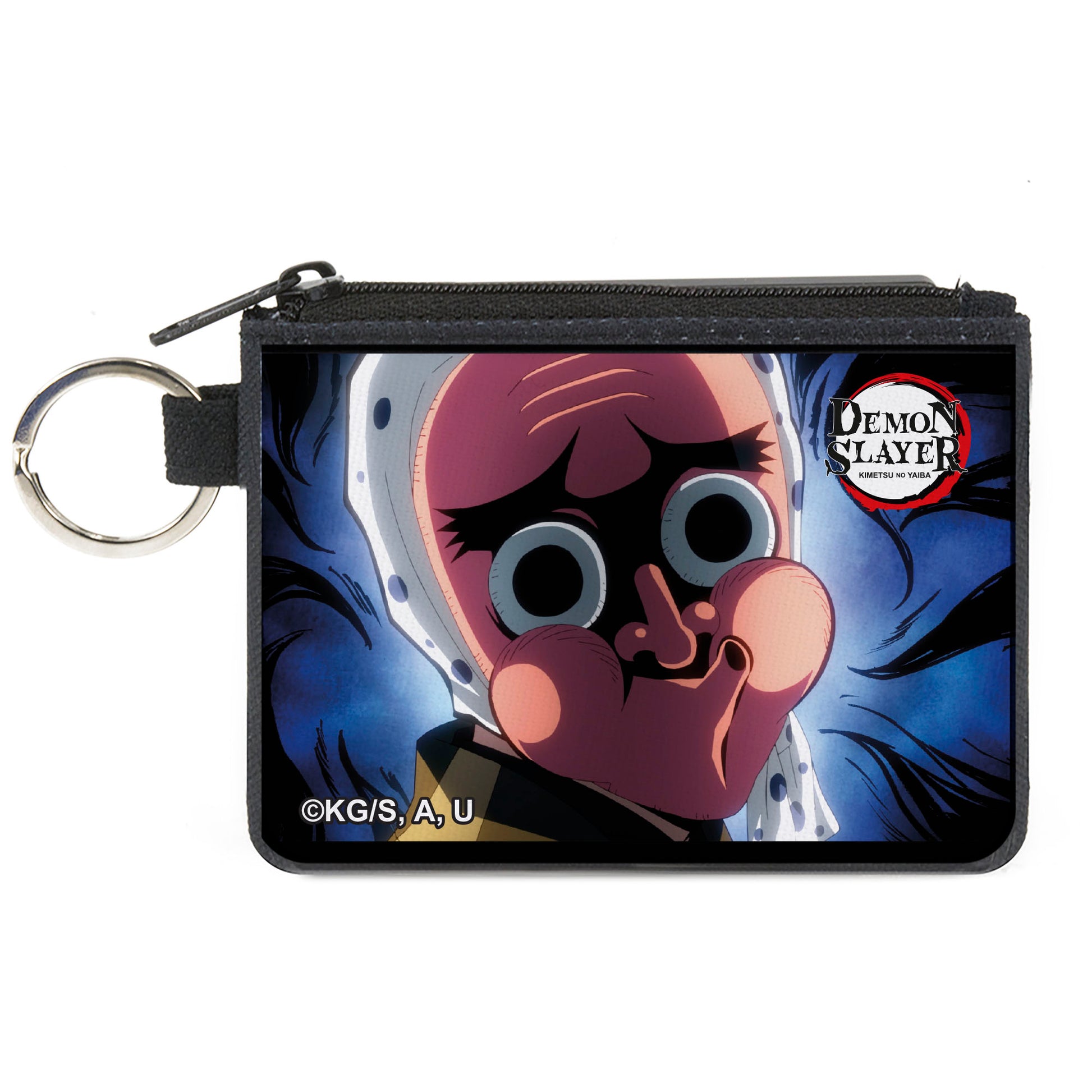 Canvas Zipper Wallet - MINI X-SMALL - Demon Slayer Tetsumotonaka Close-Up Pose Blue Swirl Canvas Zipper Wallets Demon Slayer