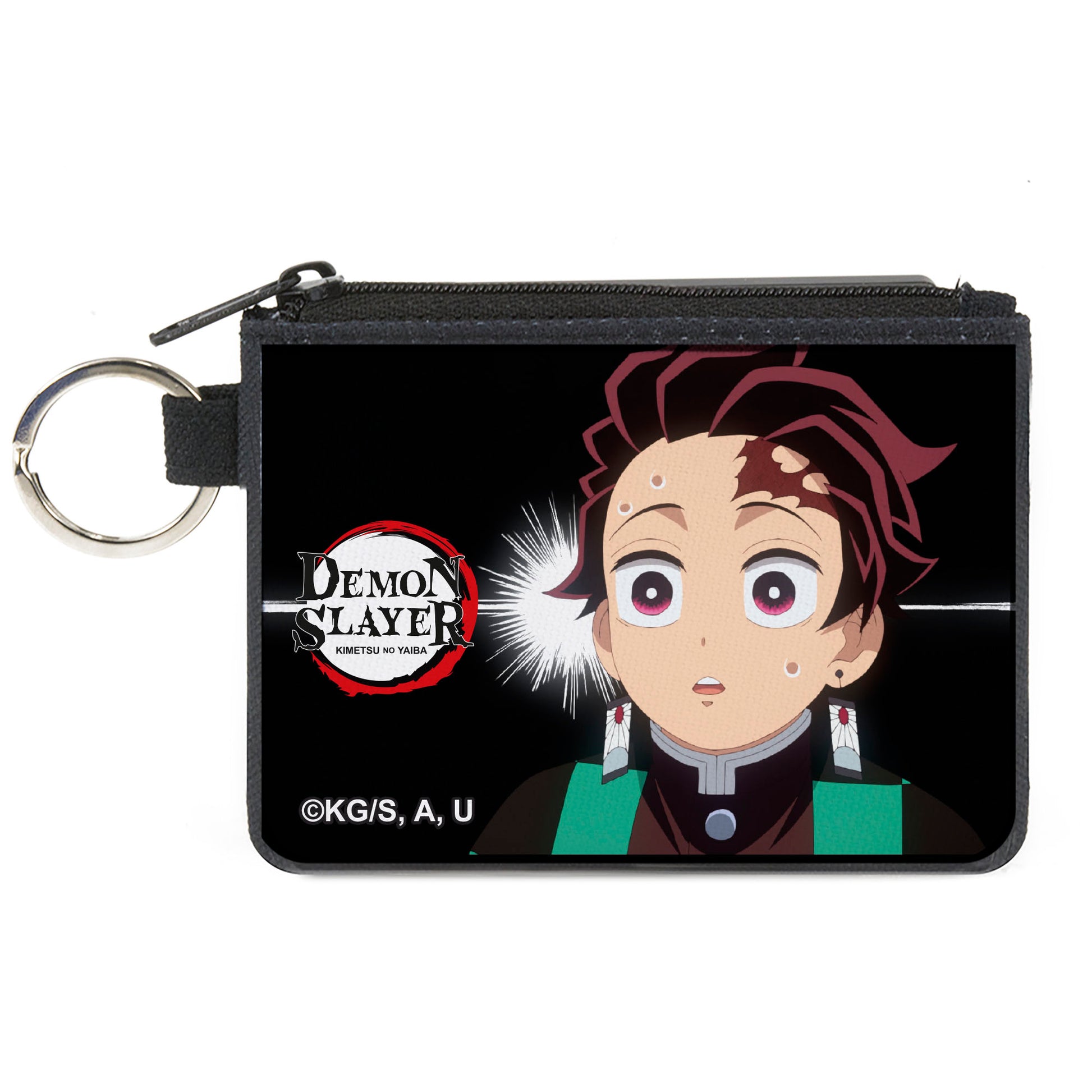 Canvas Zipper Wallet - MINI X-SMALL - Demon Slayer Tanjiro Kamado Pose Black Canvas Zipper Wallets Demon Slayer
