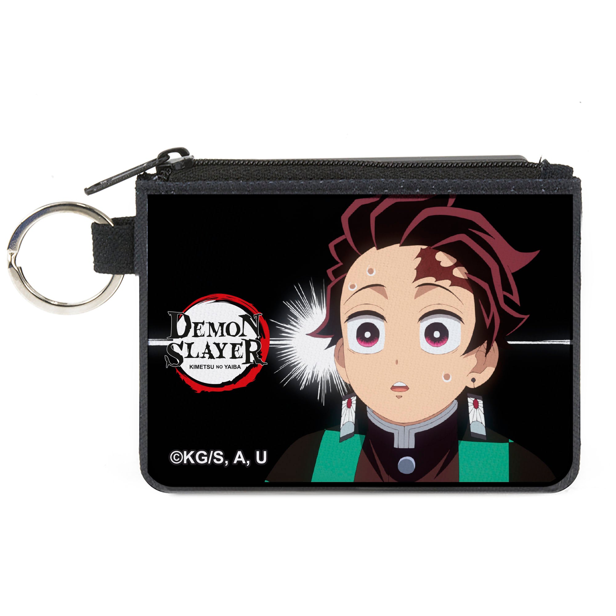 Canvas Zipper Wallet - MINI X-SMALL - Demon Slayer Tanjiro Kamado Pose Black Canvas Zipper Wallets Demon Slayer