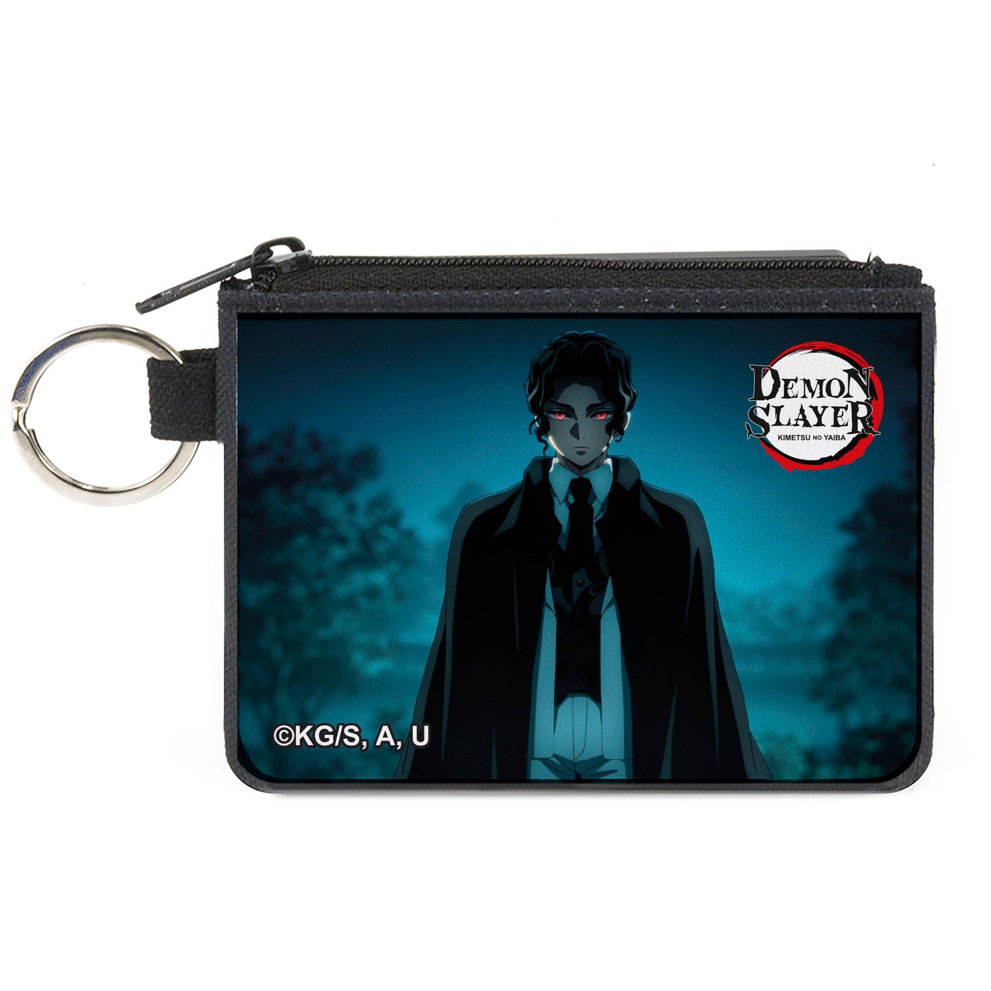 Canvas Zipper Wallet - MINI X-SMALL - DEMON SLAYER Muzan Kibutsuji Standing Pose and Title Logo Canvas Zipper Wallets Demon Slayer