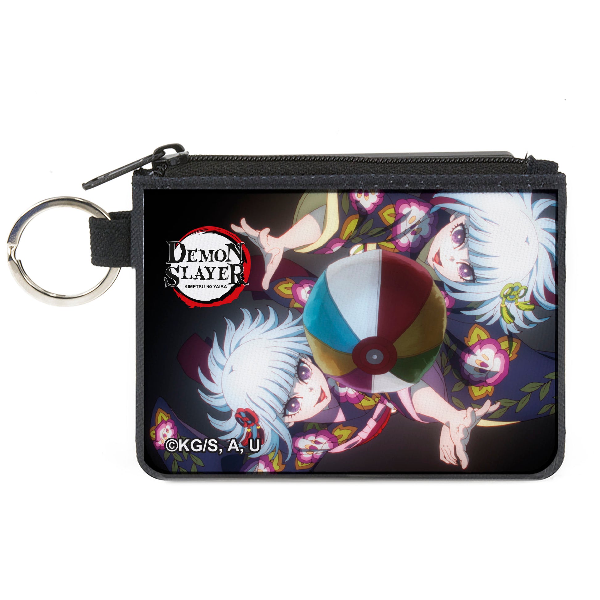 Canvas Zipper Wallet - MINI X-SMALL - Demon Slayer Nichika and Hinaki Ubuyashiki Beach Ball Pose Black Canvas Zipper Wallets Demon Slayer