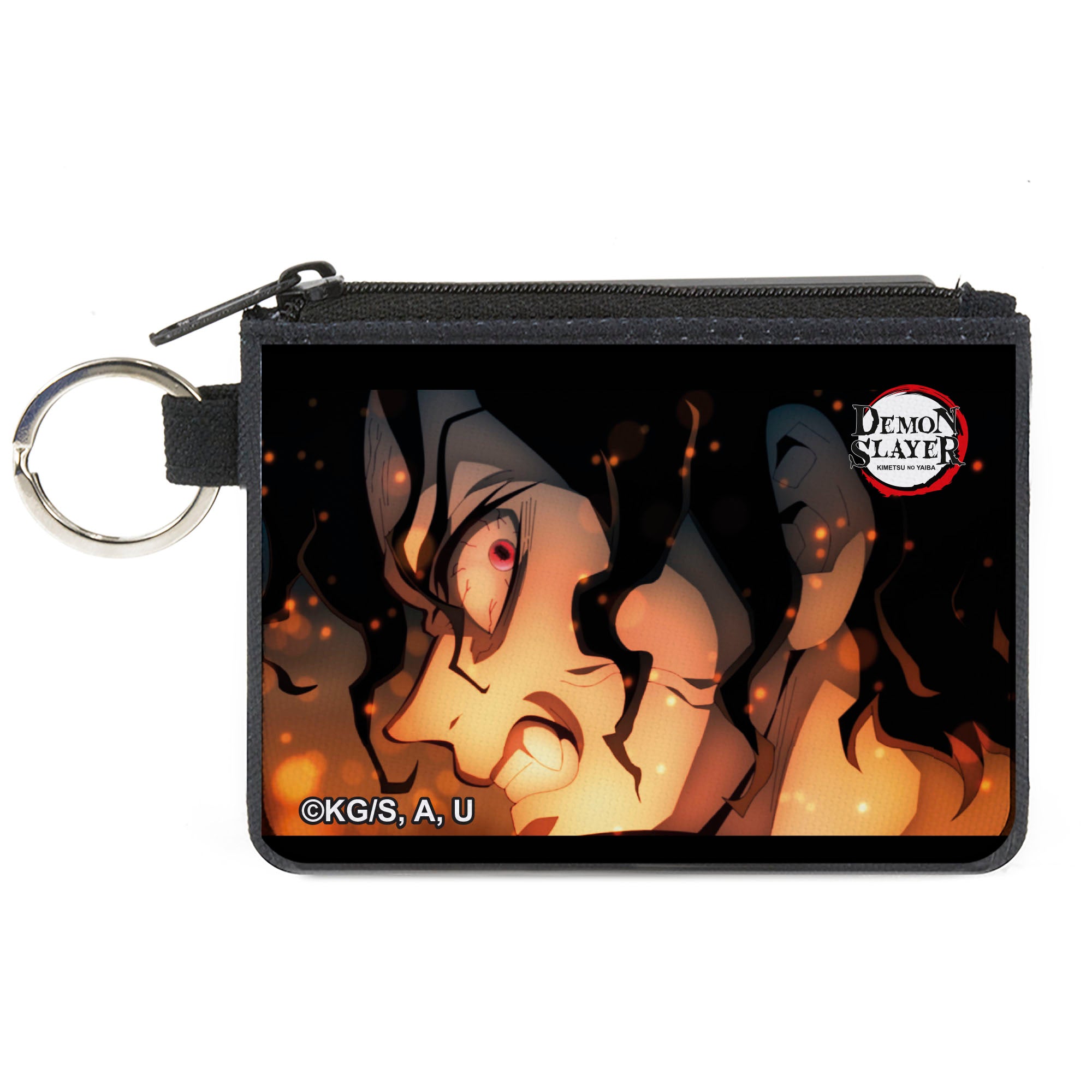 Canvas Zipper Wallet - MINI X-SMALL - Demon Slayer Muzan Kibutsuji Flame Glow Pose Canvas Zipper Wallets Demon Slayer