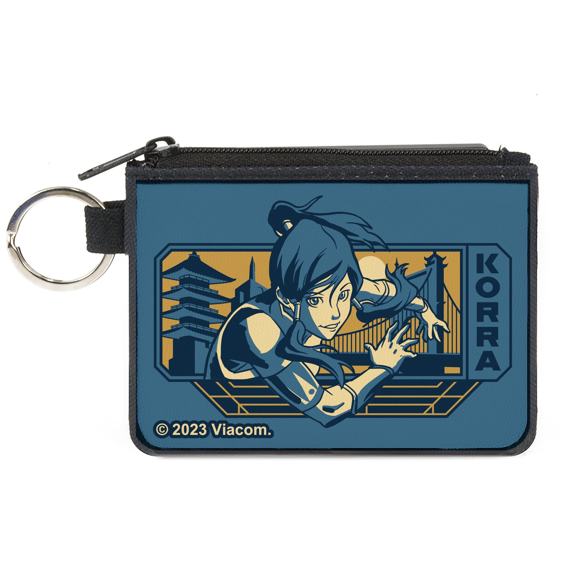Canvas Zipper Wallet - MINI X-SMALL - The Legend of Korra Avatar KORRA Bridge Pose and Text Blues Canvas Zipper Wallets Avatar The Last Airbender
