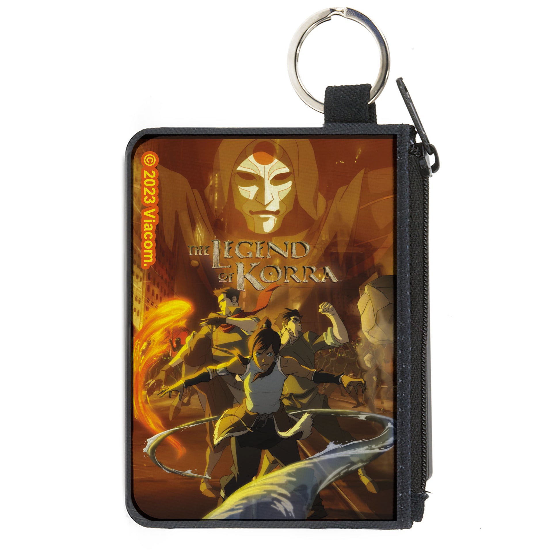 Canvas Zipper Wallet - MINI X-SMALL - THE LEGEND OF KORRA Group Action Pose and Amon Face Orange Canvas Zipper Wallets Avatar The Last Airbender