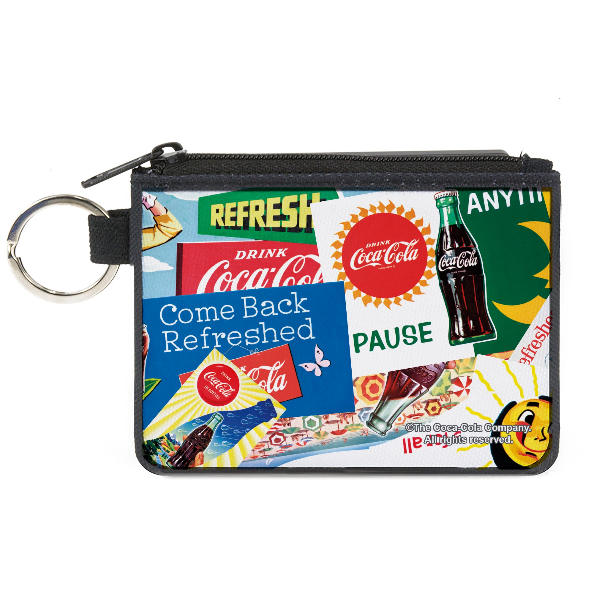 Canvas Zipper Wallet - MINI X-SMALL - Vintage Coca-Cola COME BACK REFRESHED Ads and Icons Collage Canvas Zipper Wallets Coca-Cola