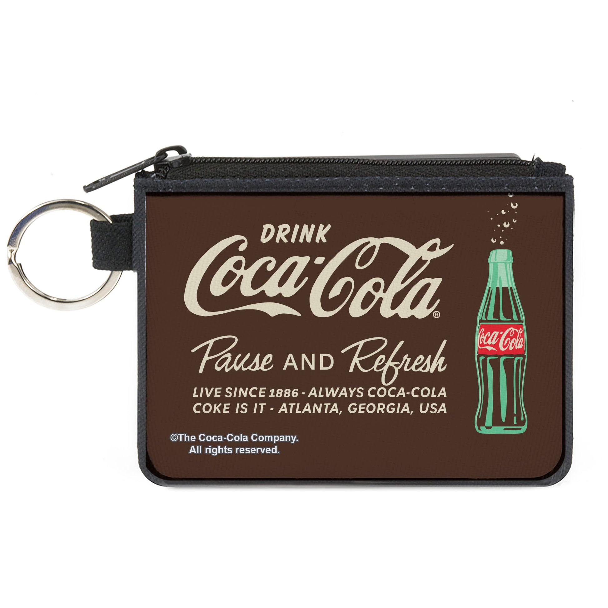 Canvas Zipper Wallet - MINI X-SMALL - DRINK COCA-COLA PAUSE AND REFRESH Bottle Brown/White Canvas Zipper Wallets Coca-Cola