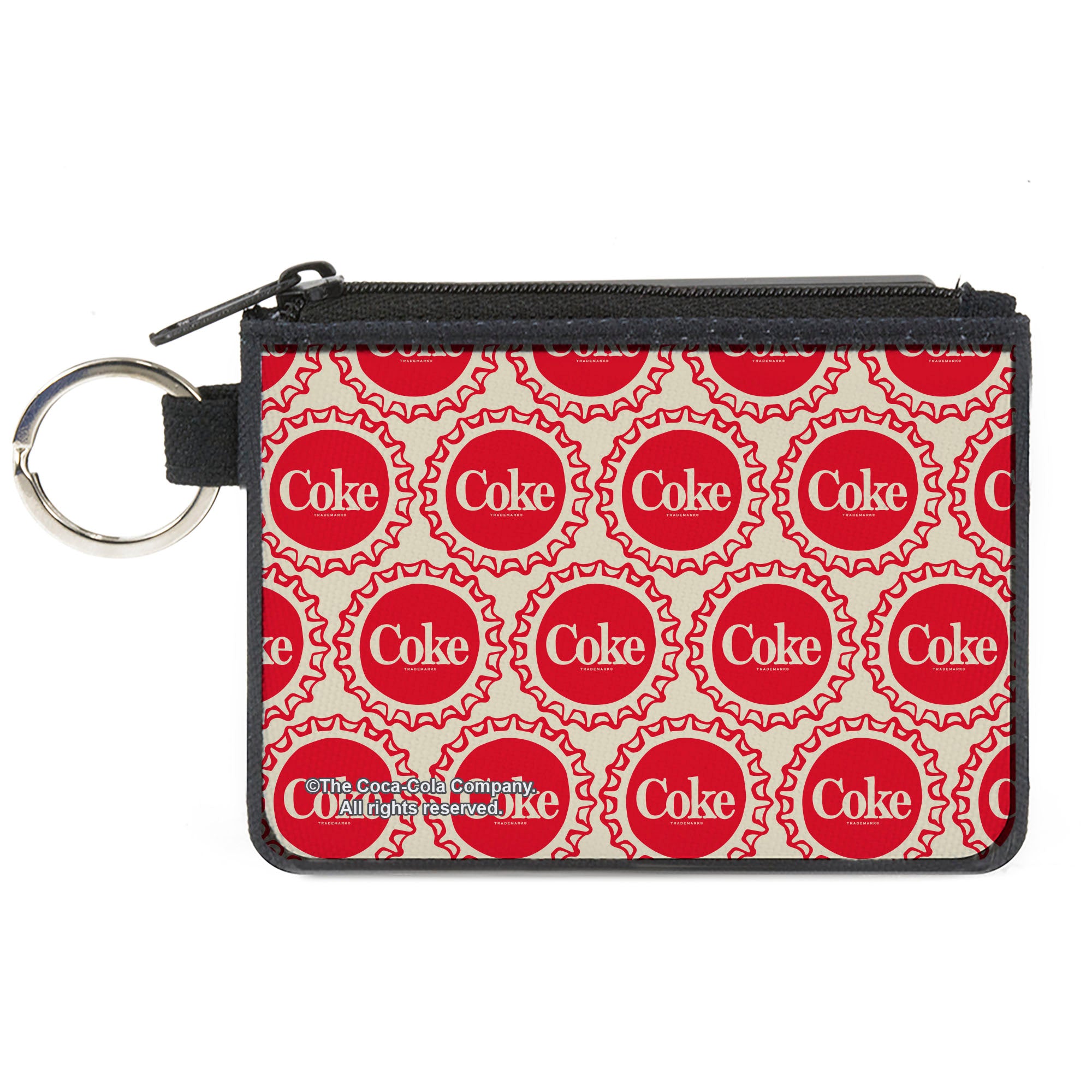 Canvas Zipper Wallet - MINI X-SMALL - Coca-Cola COKE Bottle Caps Collage White/Red Canvas Zipper Wallets Coca-Cola