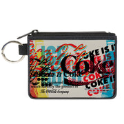 Canvas Zipper Wallet - MINI X-SMALL - COKE IS IT! Pop Art Collage Multi Color Canvas Zipper Wallets Coca-Cola