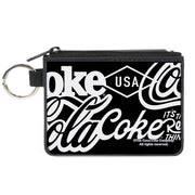 Canvas Zipper Wallet - MINI X-SMALL - COCA-COLA COKE Typography IT'S THE REAL THING Black/White Canvas Zipper Wallets Coca-Cola