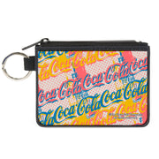 Canvas Zipper Wallet - MINI X-SMALL - COCA-COLA Script Logo Stacked Pop Art White/Multi Pastel Canvas Zipper Wallets Coca-Cola