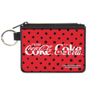 Canvas Zipper Wallet - MINI X-SMALL - DRINK COCA-COLA COKE Polka Dot Red/Black/White Canvas Zipper Wallets Coca-Cola
