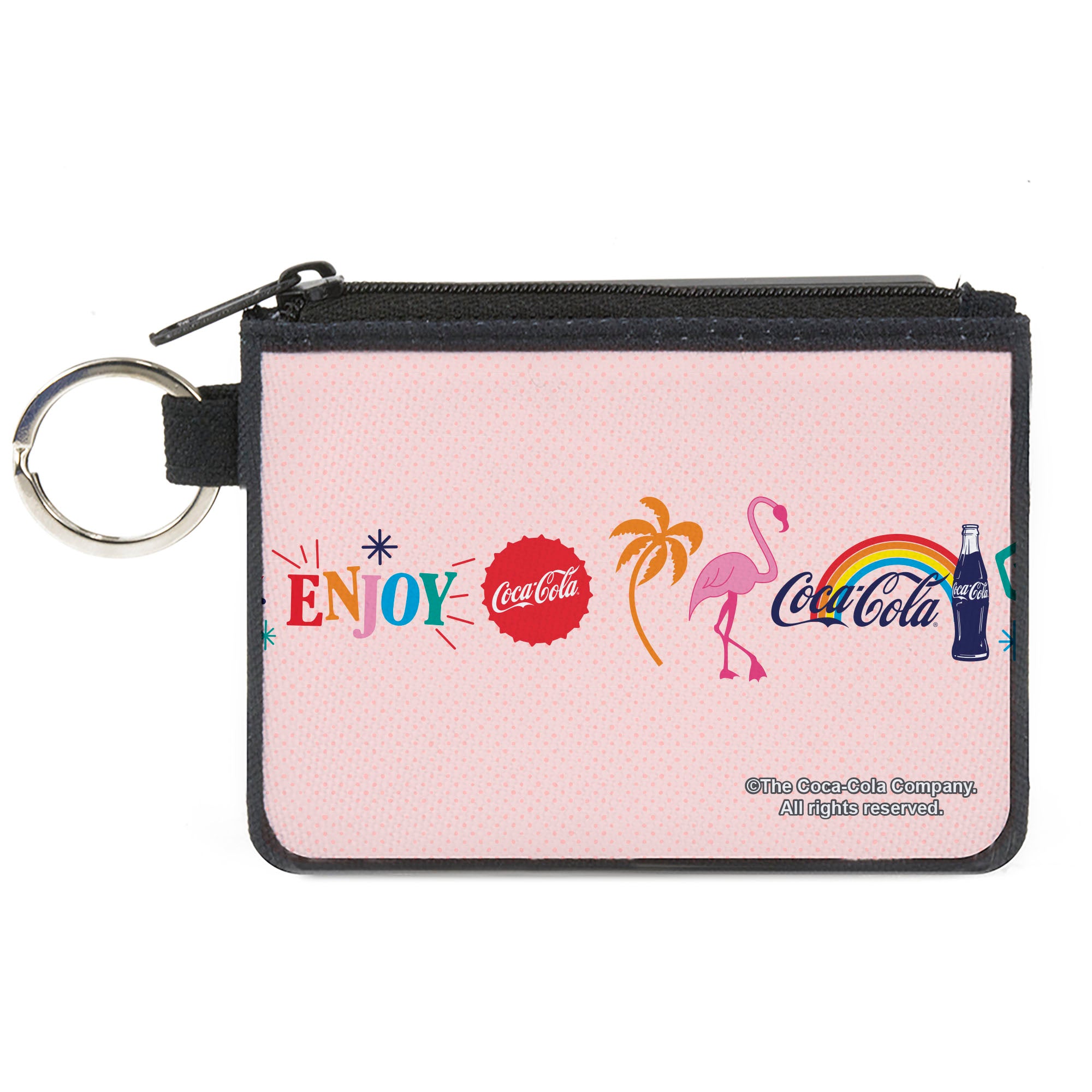 Canvas Zipper Wallet - MINI X-SMALL - Coca-Cola ENJOY Vibrant Icons Collage Pinks/Multi Color Canvas Zipper Wallets Coca-Cola