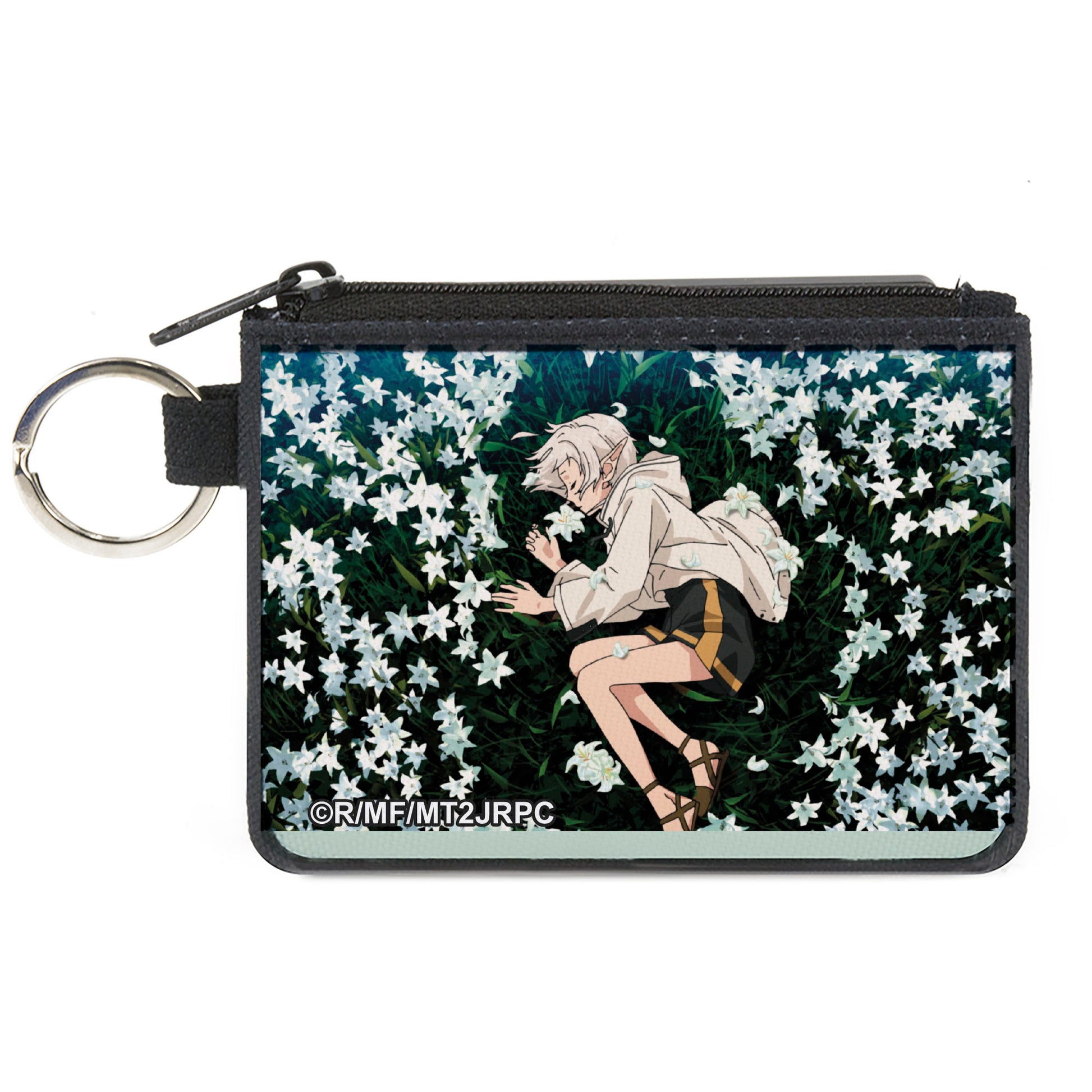 Canvas Zipper Wallet - MINI X-SMALL - Mushoku Tensei Sylphiette Sleeping on Flowers Scene Canvas Zipper Wallets Mushoku Tensei Jobless Reincarnation