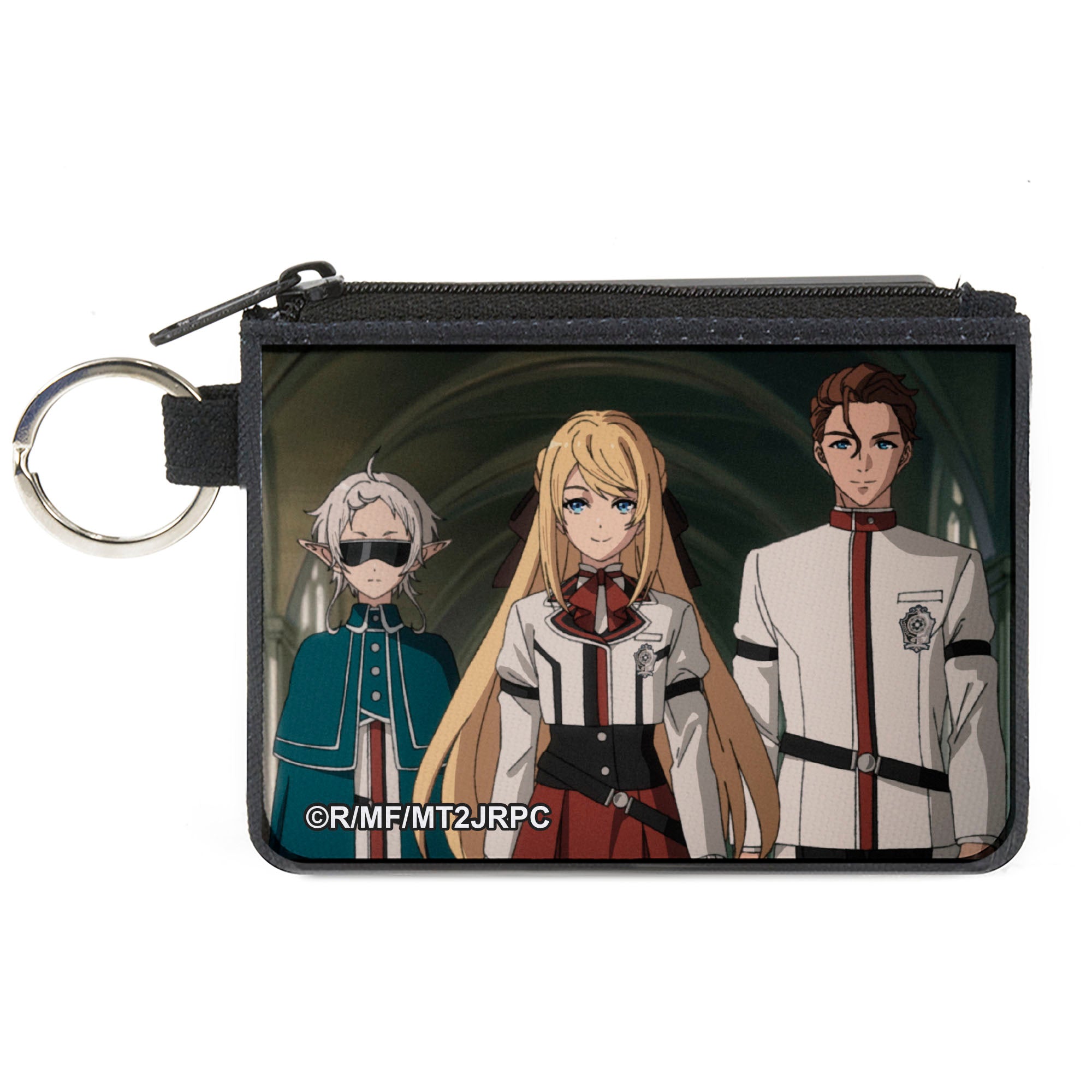 Canvas Zipper Wallet - MINI X-SMALL - Mushoku Tensei Princess Ariel with Guard Fitz and Luke Notos Group Pose Canvas Zipper Wallets Mushoku Tensei Jobless Reincarnation