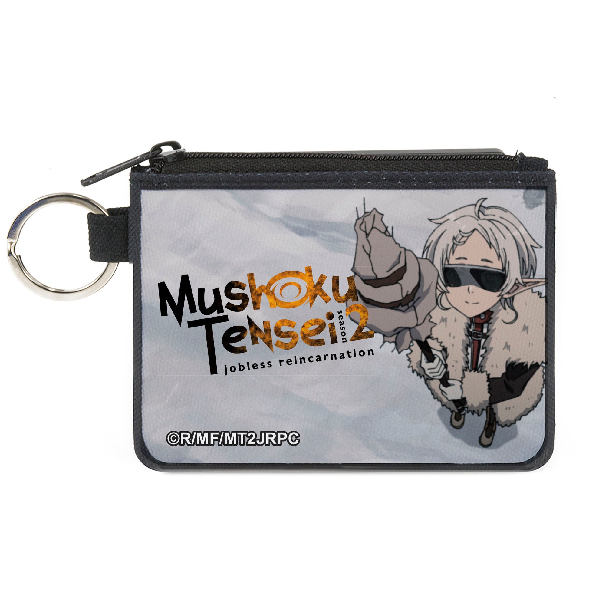 Canvas Zipper Wallet - MINI X-SMALL - MUSHOKU TENSEI Guard Fitz Snow Scene and Title Logo Canvas Zipper Wallets Mushoku Tensei Jobless Reincarnation