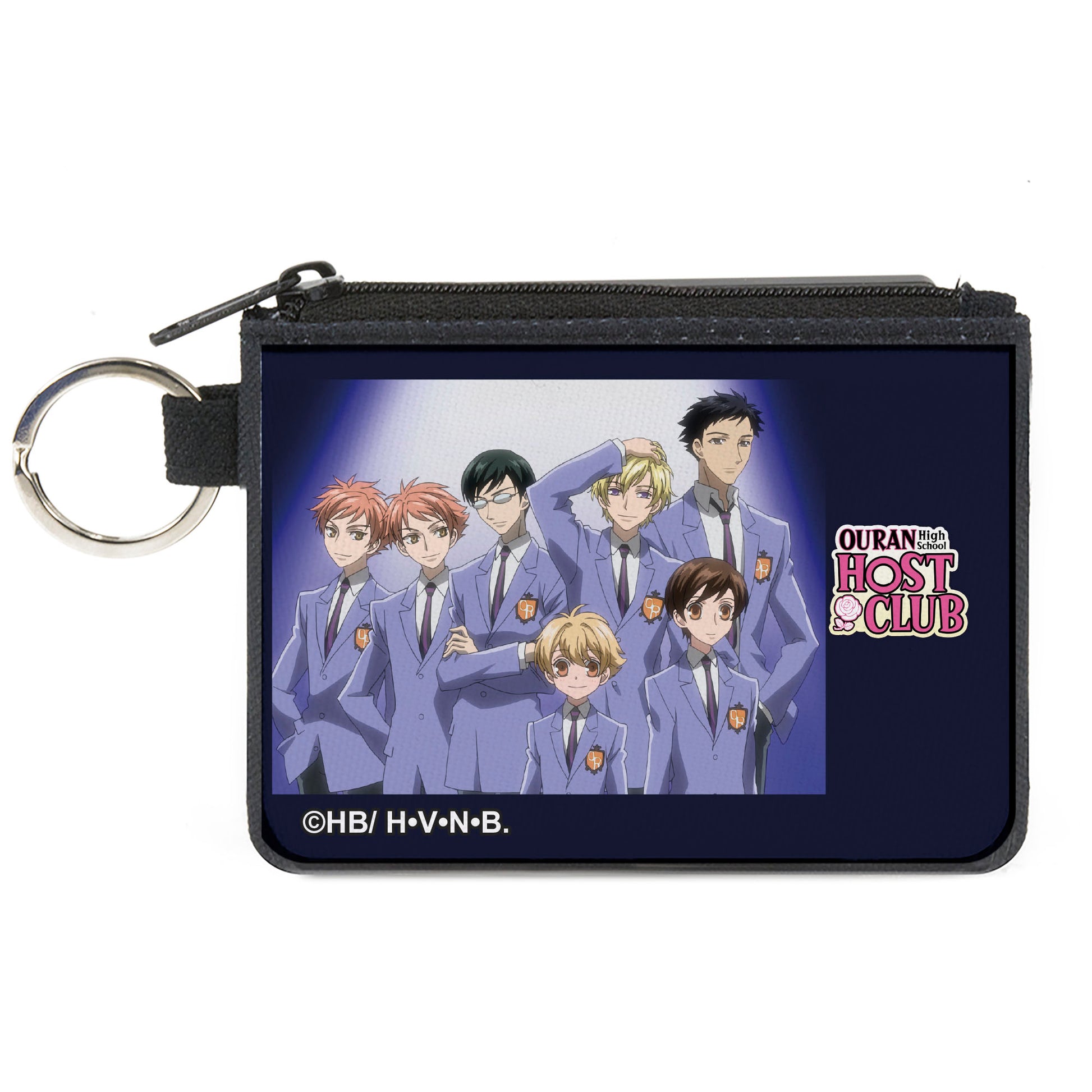 Canvas Zipper Wallet - MINI X-SMALL - OURAN HIGH SCHOOL HOST CLUB Blue Glow Group Pose and Title Logo Canvas Zipper Wallets Ouran High School Host Club