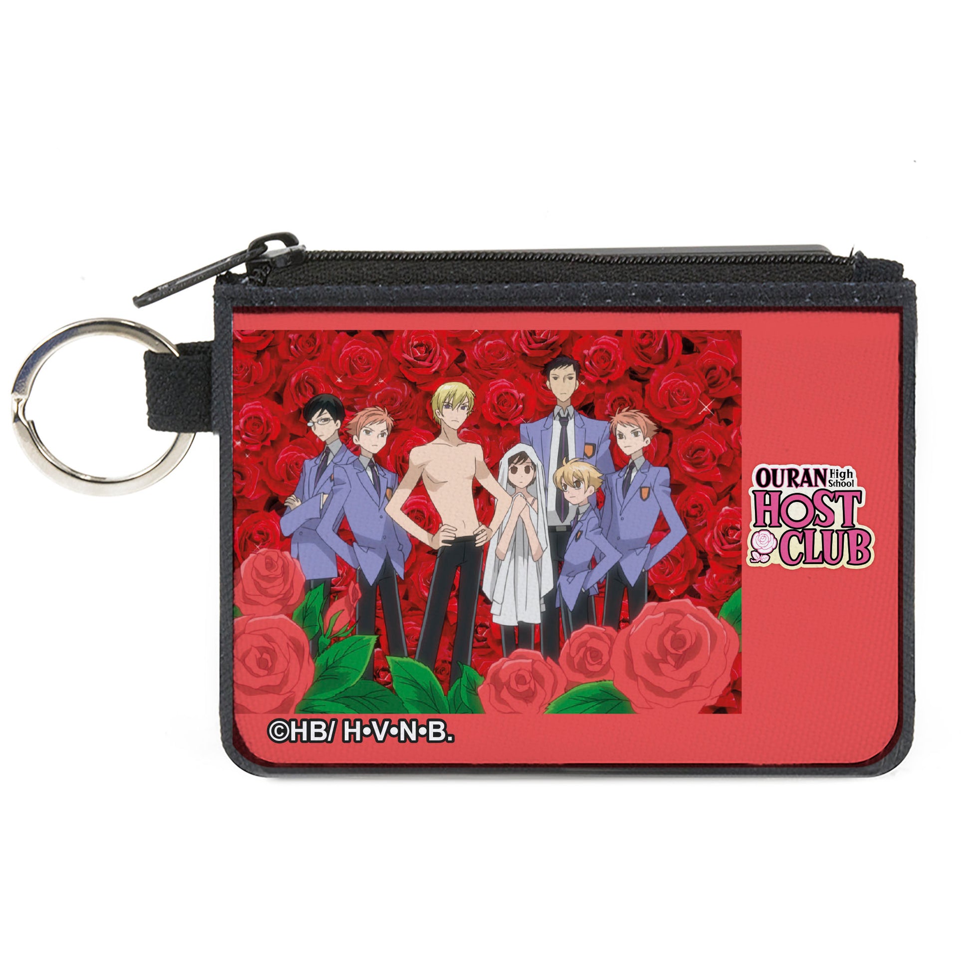 Canvas Zipper Wallet - MINI X-SMALL - OURAN HIGH SCHOOL HOST CLUB Red Roses Group Pose and Title Logo Canvas Zipper Wallets Ouran High School Host Club