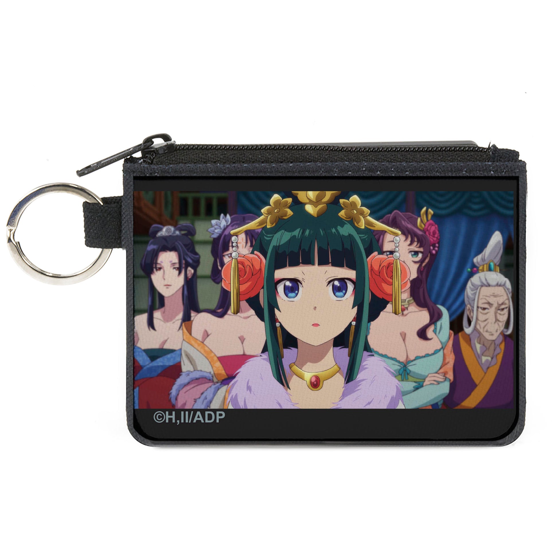 Canvas Zipper Wallet - MINI X-SMALL - THE APOTHECARY DIARIES Maomao with Sisters and Suiren Group Pose and Title Logo Canvas Zipper Wallets The Apothercary Diaries