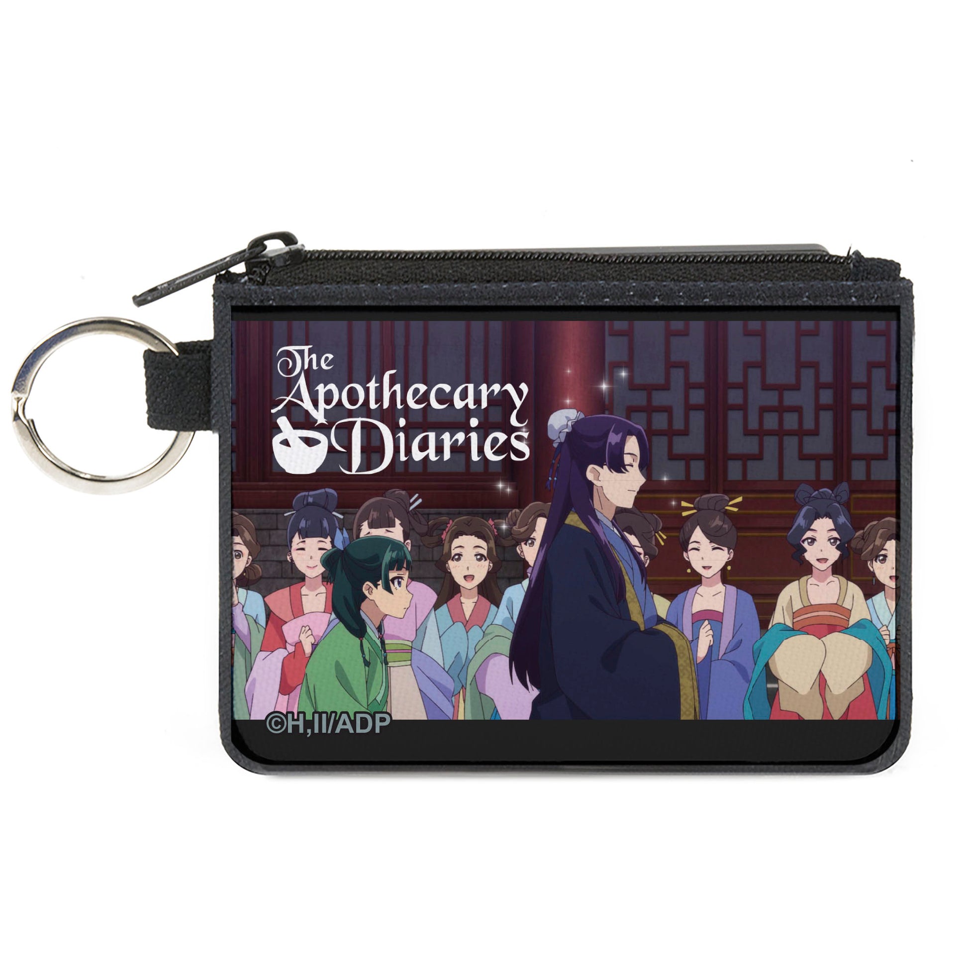 Canvas Zipper Wallet - MINI X-SMALL - THE APOTHECARY DIARIES Maomao Following Jinshi Scene and Title Logo Black Canvas Zipper Wallets The Apothercary Diaries