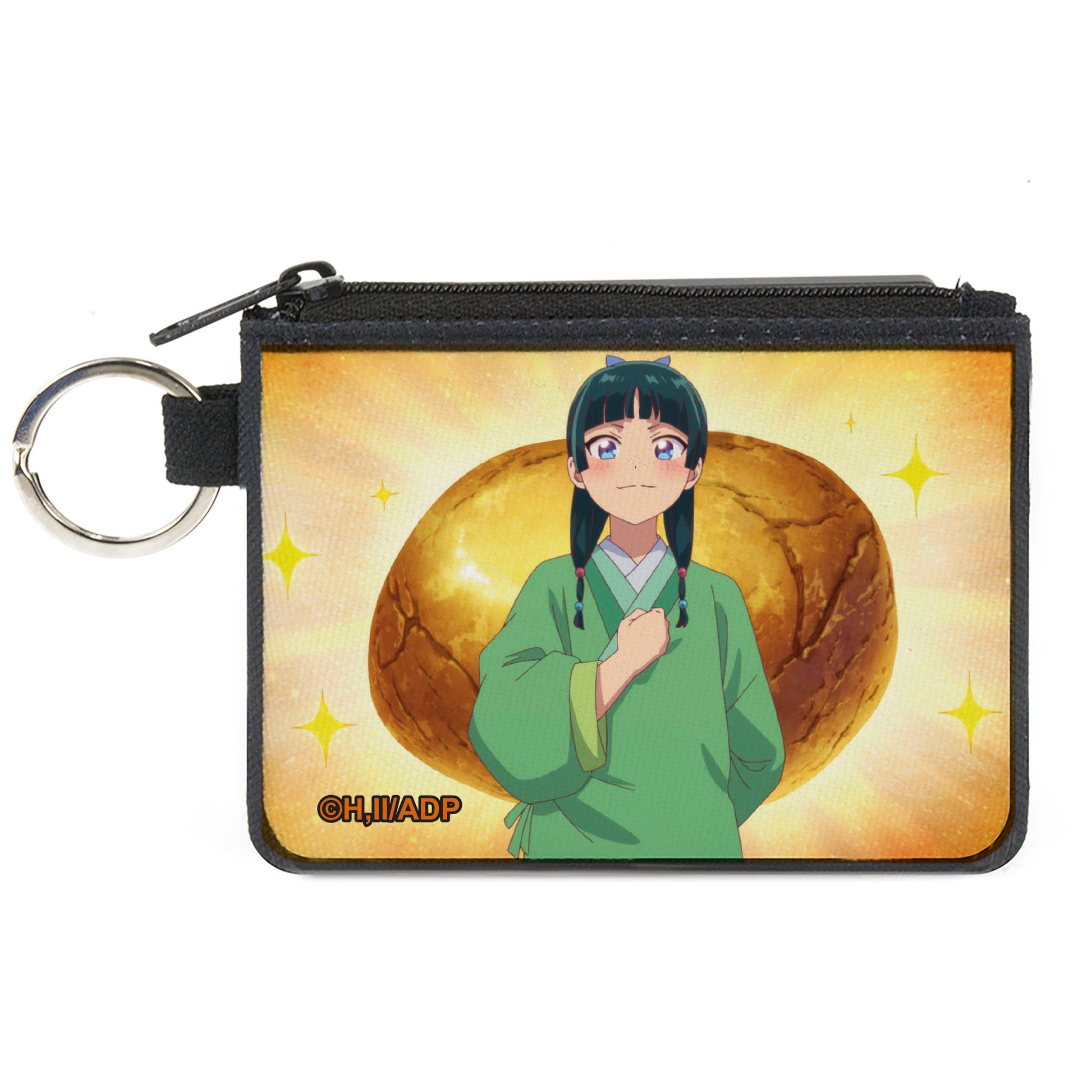 Canvas Zipper Wallet - MINI X-SMALL - The Apothecary Diaries Maomao Rock Pose and Stars Yellows Canvas Zipper Wallets The Apothercary Diaries