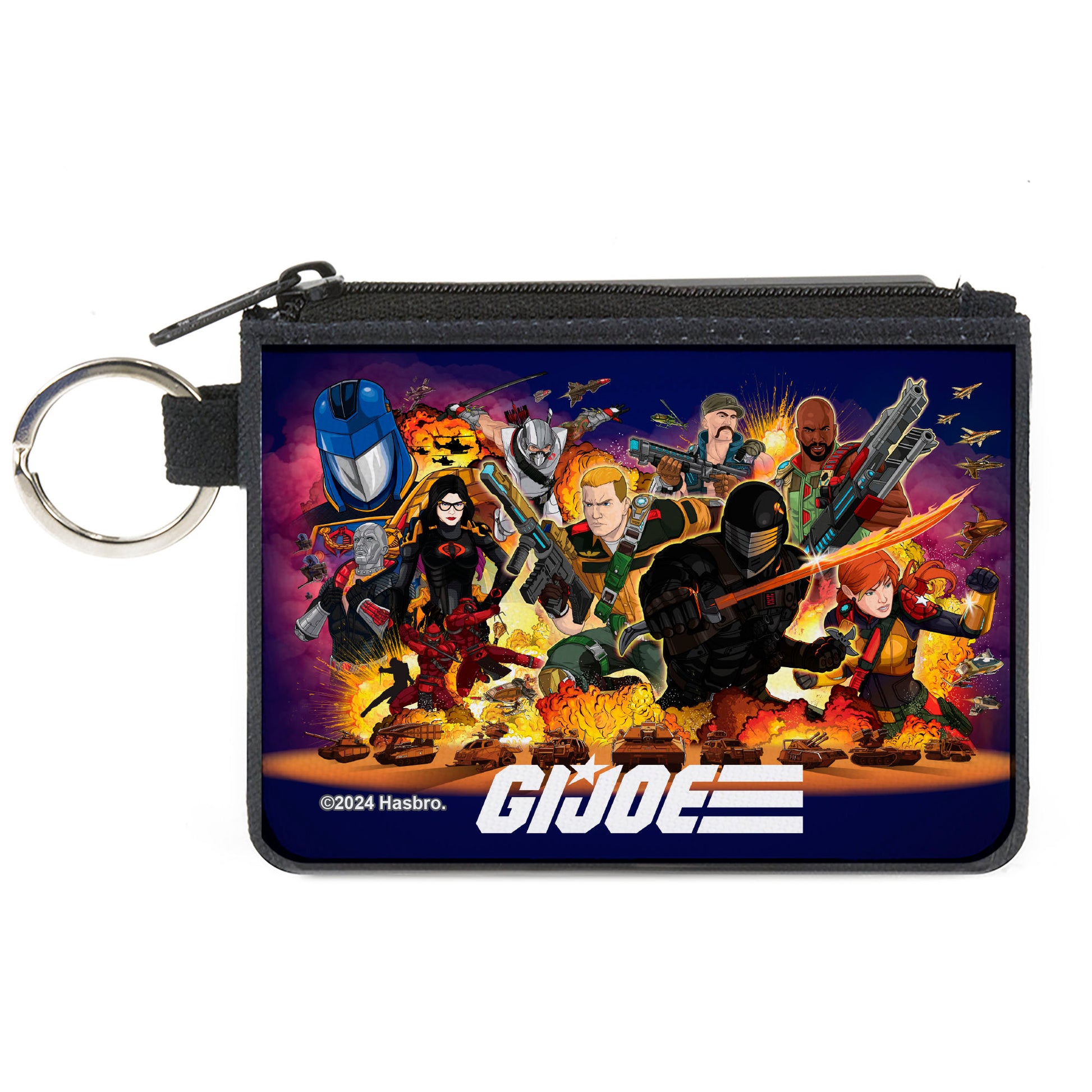 Canvas Zipper Wallet - MINI X-SMALL - GI Joe Universe Agents Explosion Group Pose and Logo Blue Canvas Zipper Wallets GI Joe