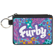 Canvas Zipper Wallet - MINI X-SMALL - FURBY Title Logo Fur Print Blues/Purple/White Canvas Zipper Wallets Furby