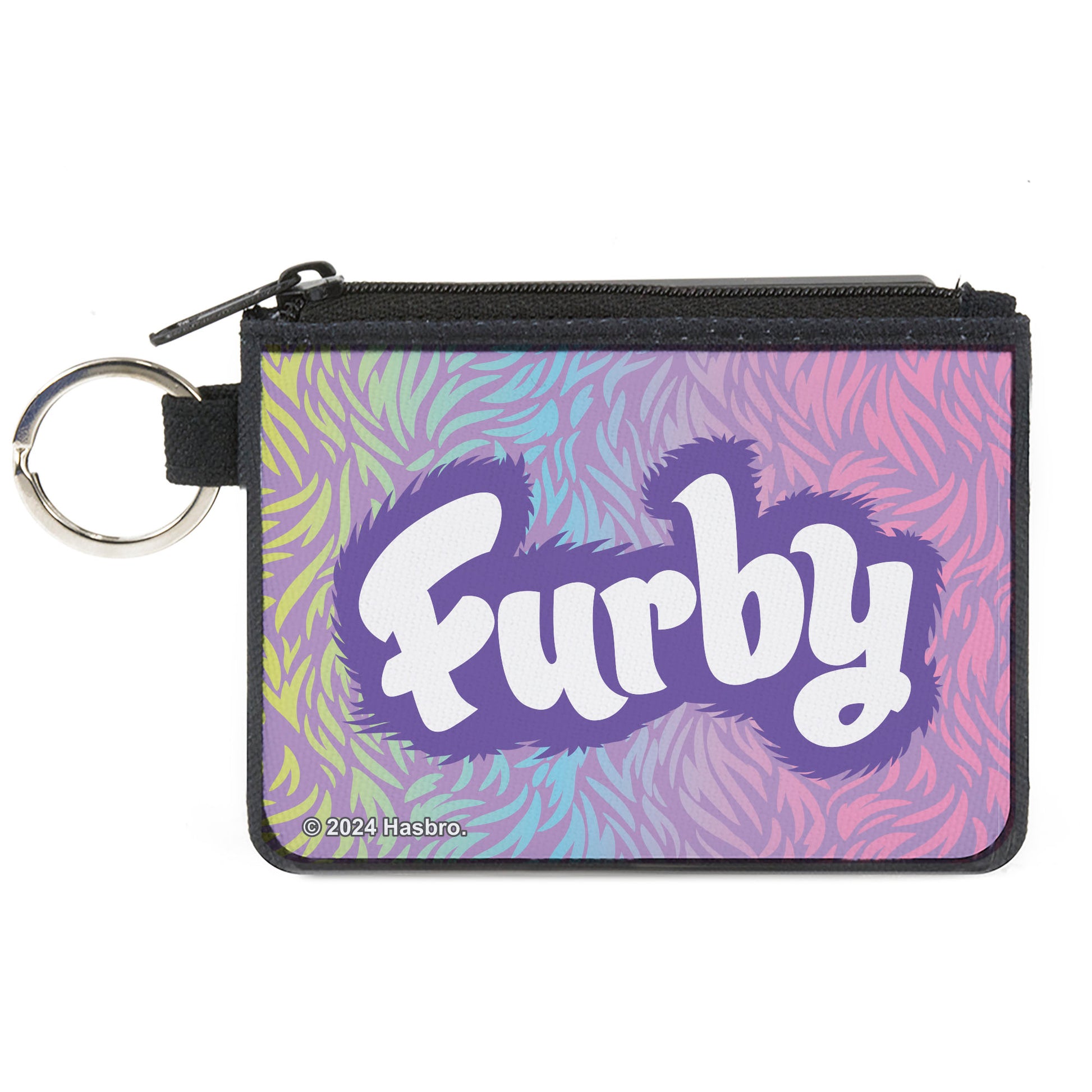 Canvas Zipper Wallet - MINI X-SMALL - FURBY Title Logo Fur Print Multi Color/Purple/White Canvas Zipper Wallets Furby