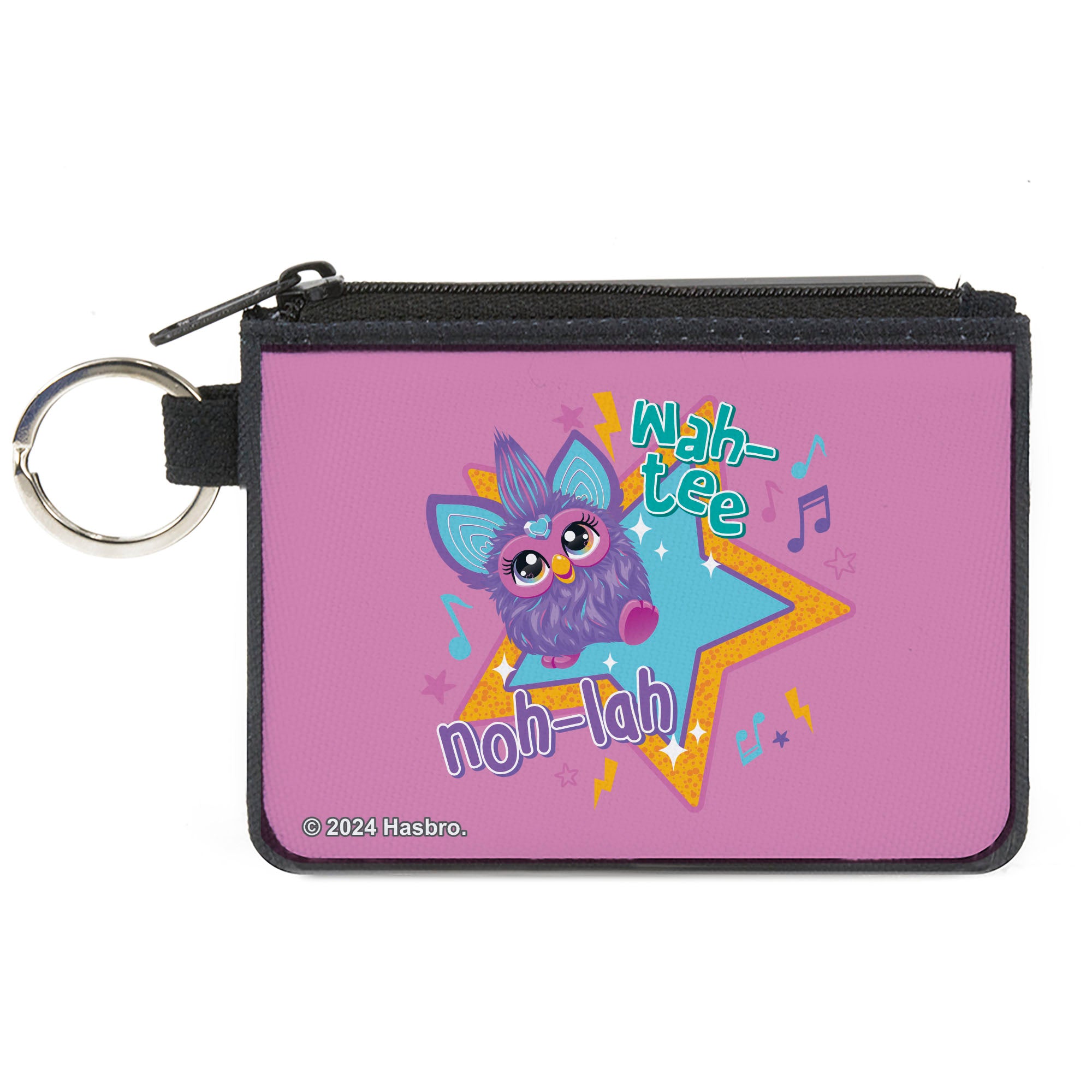 Canvas Zipper Wallet - MINI X-SMALL - Furby Purple Furby NOH-LAH WAH-TEE Star Pose Pink/Multi Color Canvas Zipper Wallets Furby
