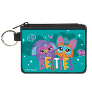 Canvas Zipper Wallet - MINI X-SMALL - Furby Purple and Orange Furby BESTIES Pose Teal Canvas Zipper Wallets Furby