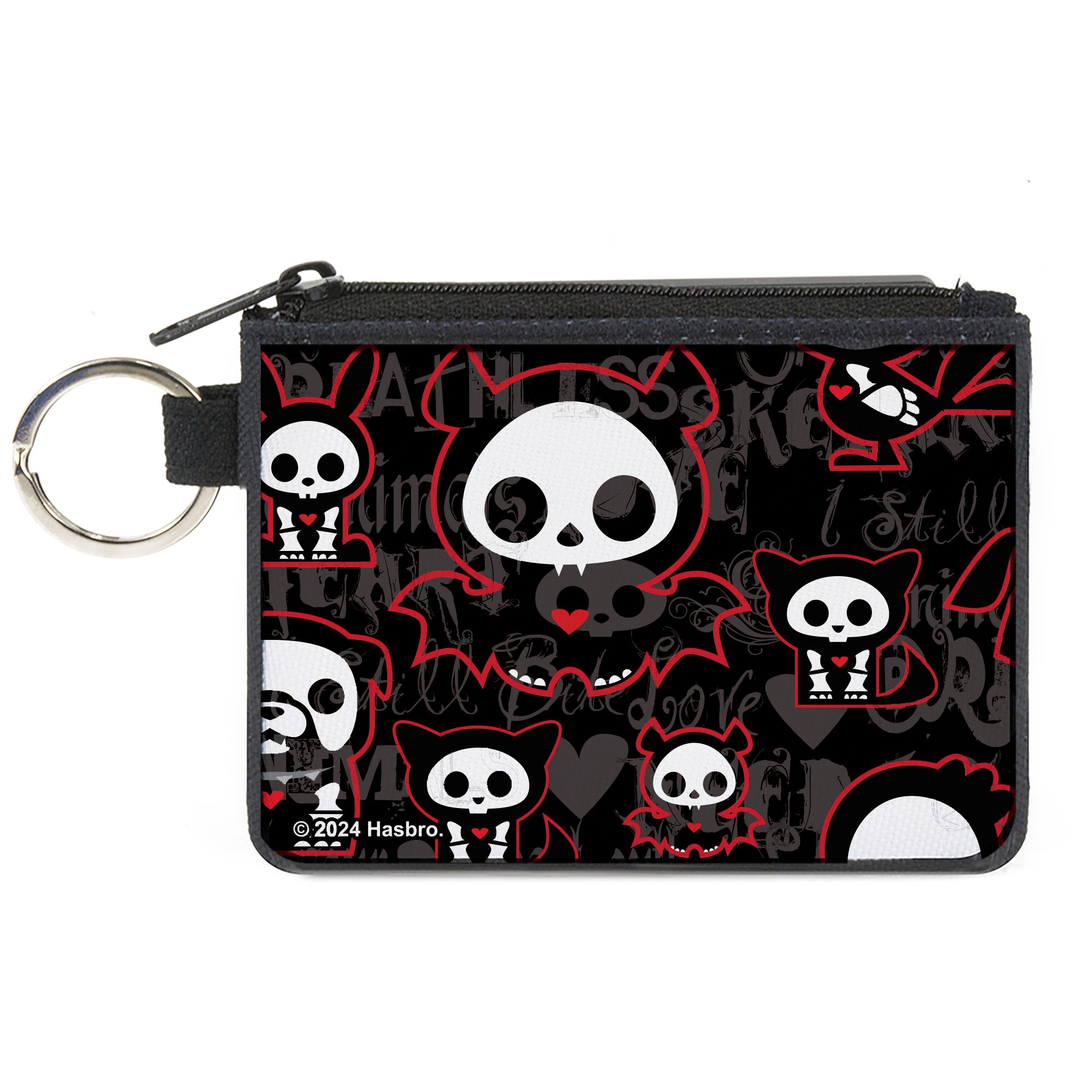 Canvas Zipper Wallet - MINI X-SMALL - Skelanimals Character Collage Black/Gray/Red/White Canvas Zipper Wallets Skelanimals